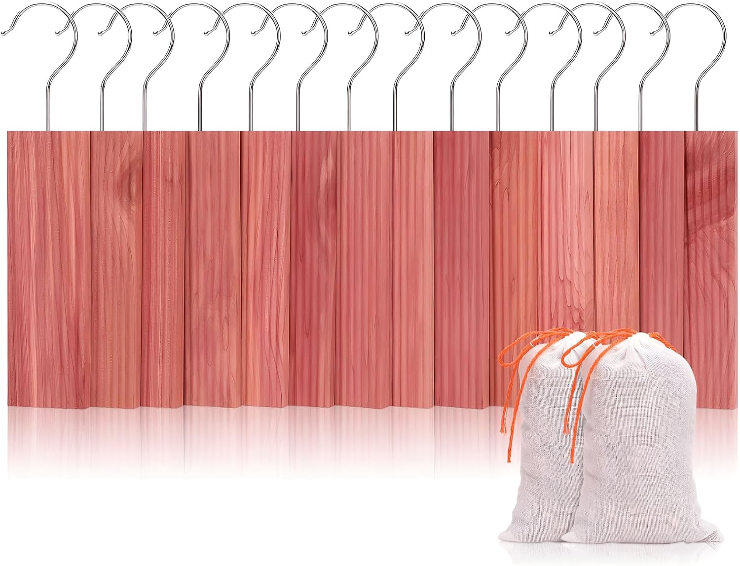 2026 New Cedar Blocks for Clothes Storage, Aromatic Cedar Wood for Closets and Drawers, Cedarwood Hangups with Hook, Scent Sachets Bags Cedar Closet Freshener, 16 Pack