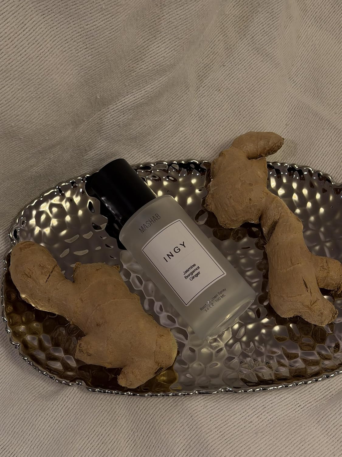 INGY by MASHAB - All-Natural Jasmine, Bergamot & Ginger Luxury Linen & Room Spray | Nonalcohol Aromatic Mist | Premium Glass Bottle (100 mL) gift for Birthday Anniversary Valentines Day Mothers Day