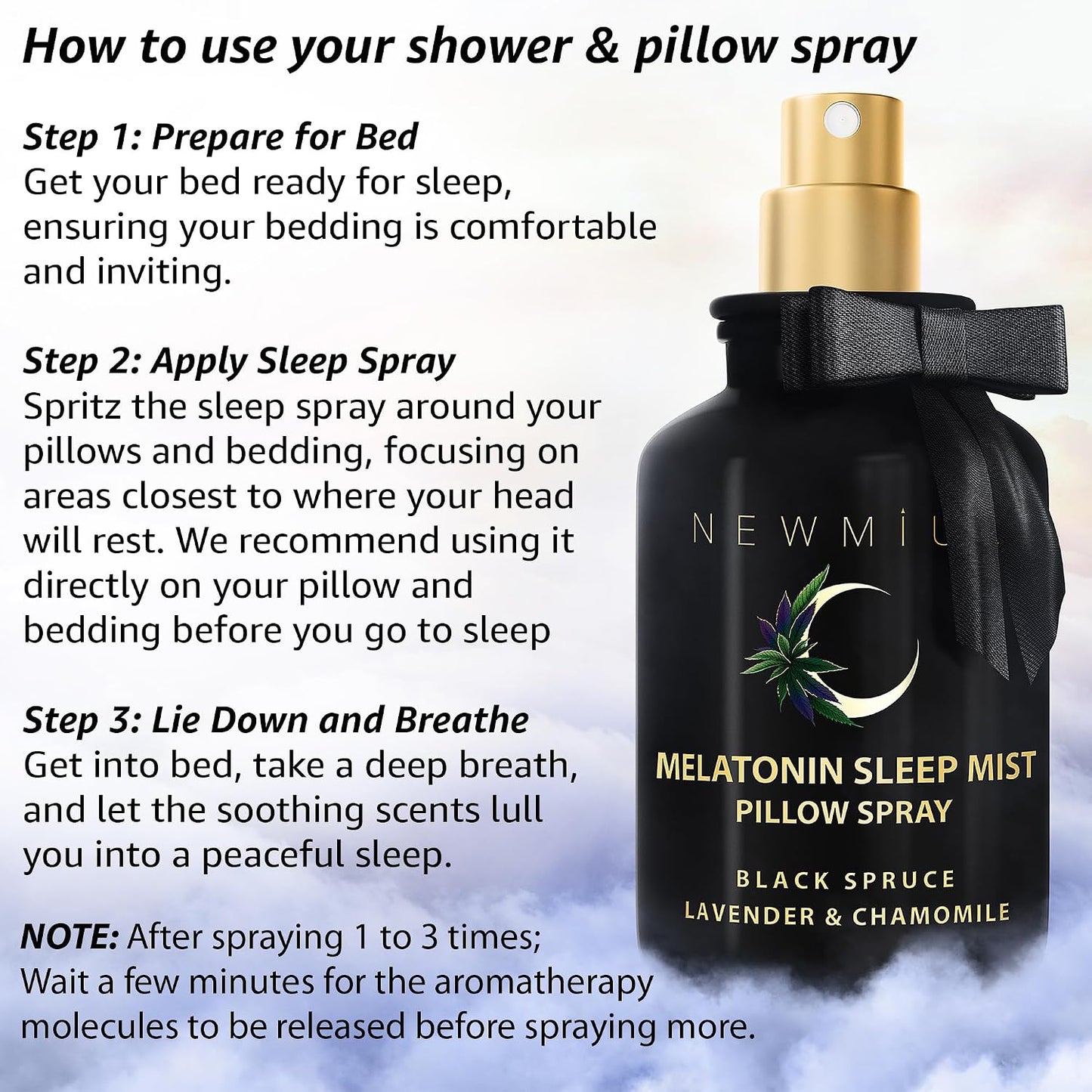 Deep Sleep Pillow Spray Lavender Chamomile Essential Oil Aromatherapy Mist for Sleep Relaxation Calming Stress Relief Bedtime Shower Spray Luxury Gift