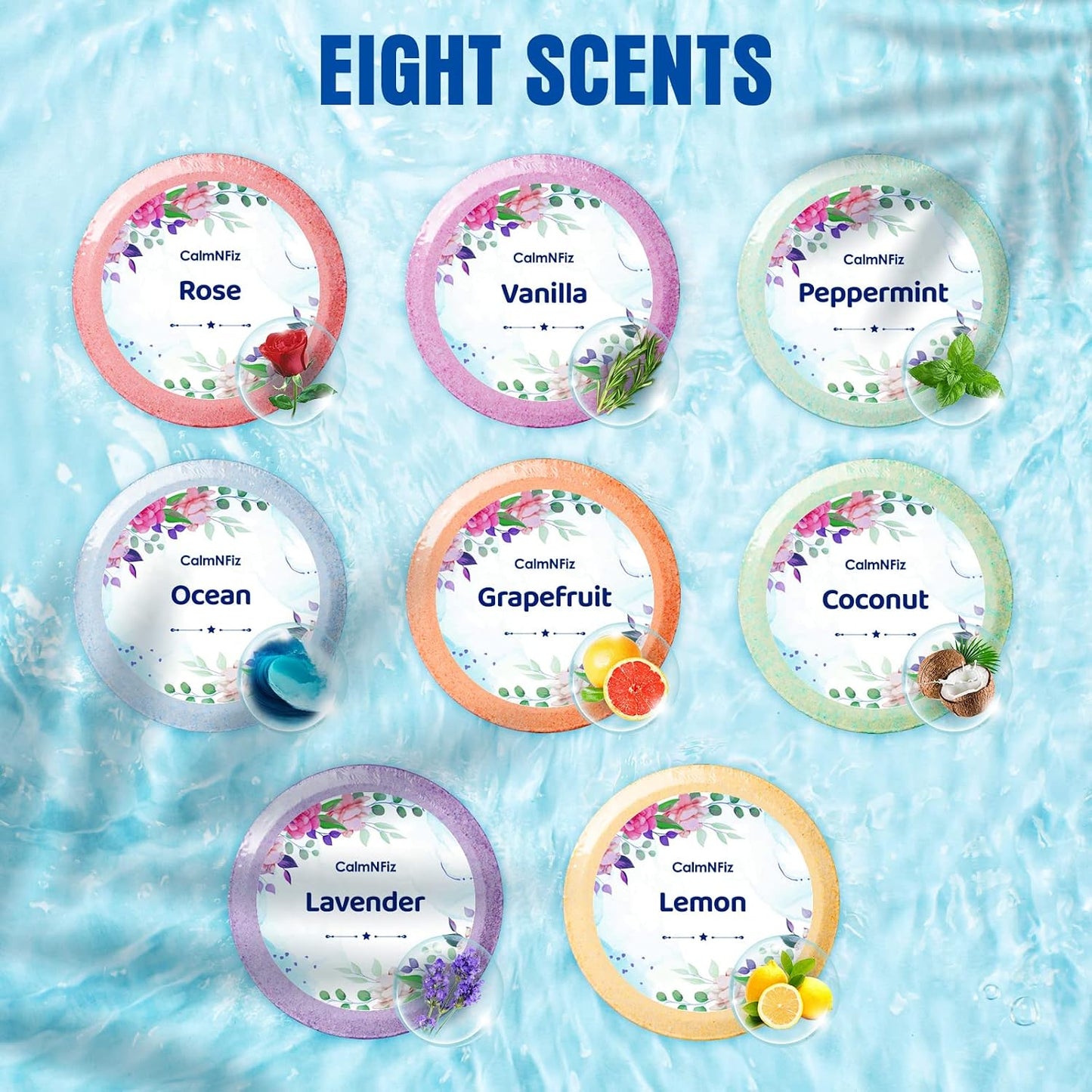 CalmNFiz Shower Steamers Aromatherapy 8 Pack – Gifts for Women, Shower Bombs with Essential Oils, Self Care Relaxation, Easter Basket Stuffers, Birthday Gifts for Mom Wife