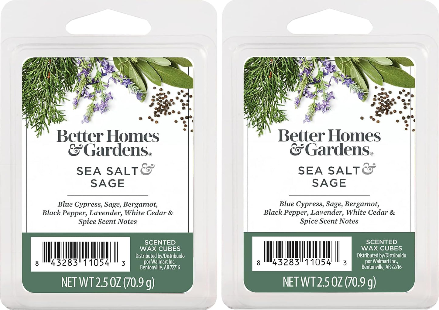 Better Homes and Gardens Scented Wax Cubes 2.5oz 2-Pack (Sea Salted Sage)