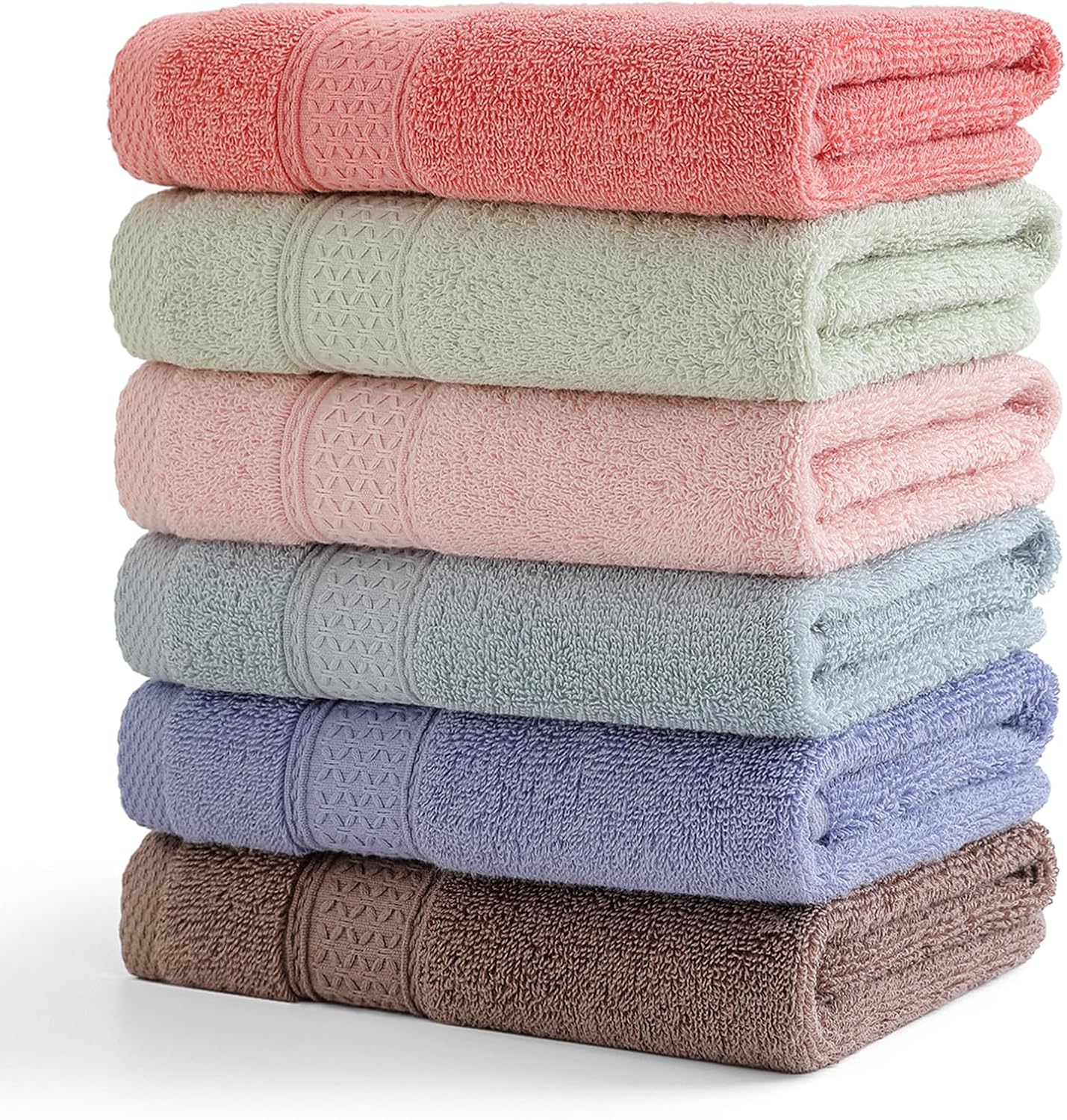 6 Pack Hand Towel Set, 16 by 28 inches, 100% Cotton Ultra Soft and Highly Absorbent, Quick Drying, for Hotels, Spa, Bathroom