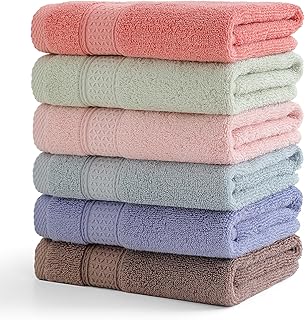 6 Pack Hand Towel Set, 16 by 28 inches, 100% Cotton Ultra Soft and Highly Absorbent, Quick Drying, for Hotels, Spa, Bathroom