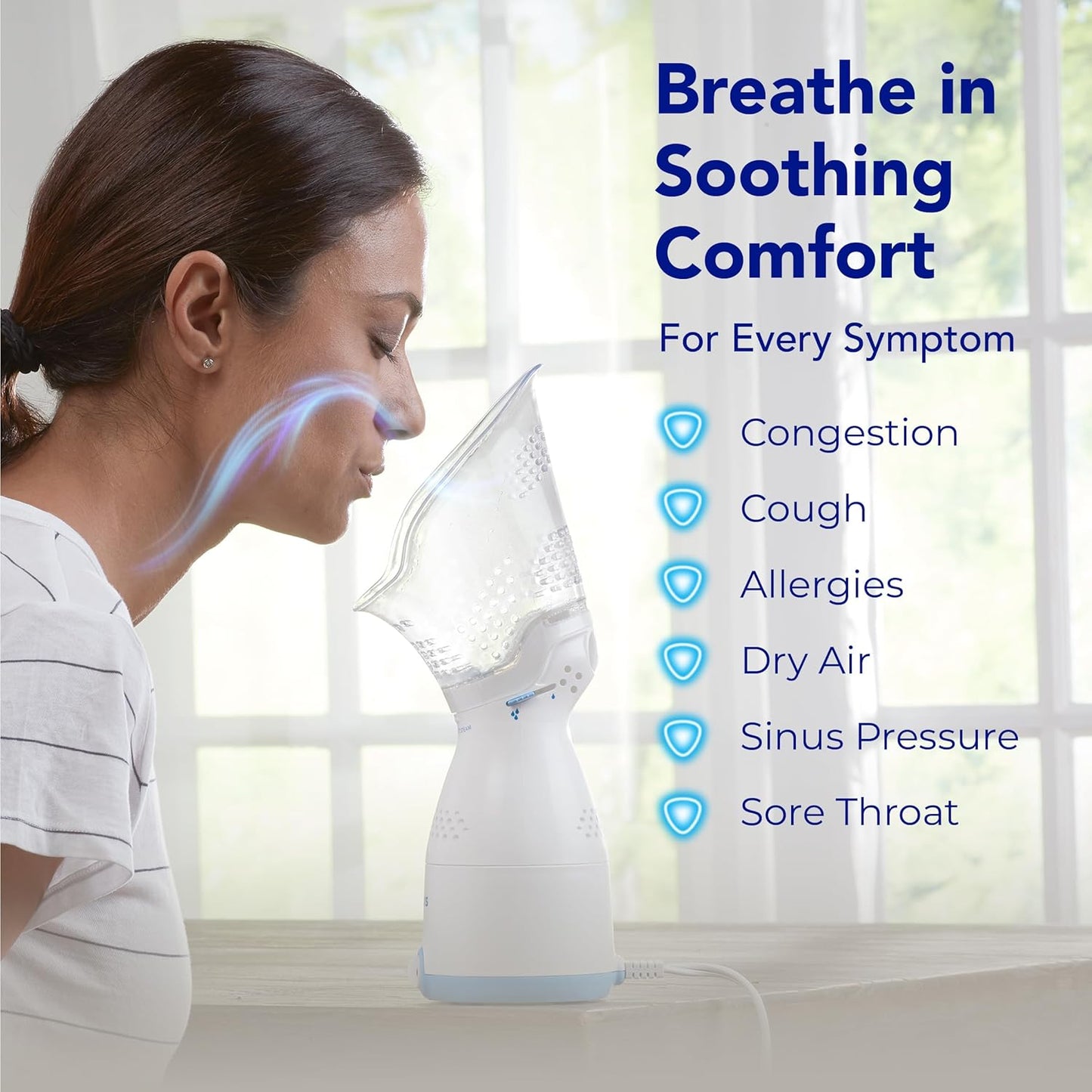 Vicks Sinus Inhaler, Plug-in Non-Medicated Steam Inhaler for Sinus Relief, Allergies, Congestion & Colds, Vocal Steamer, Soothes Nasal & Throat Passages, Works with VapoPads (1 Included)