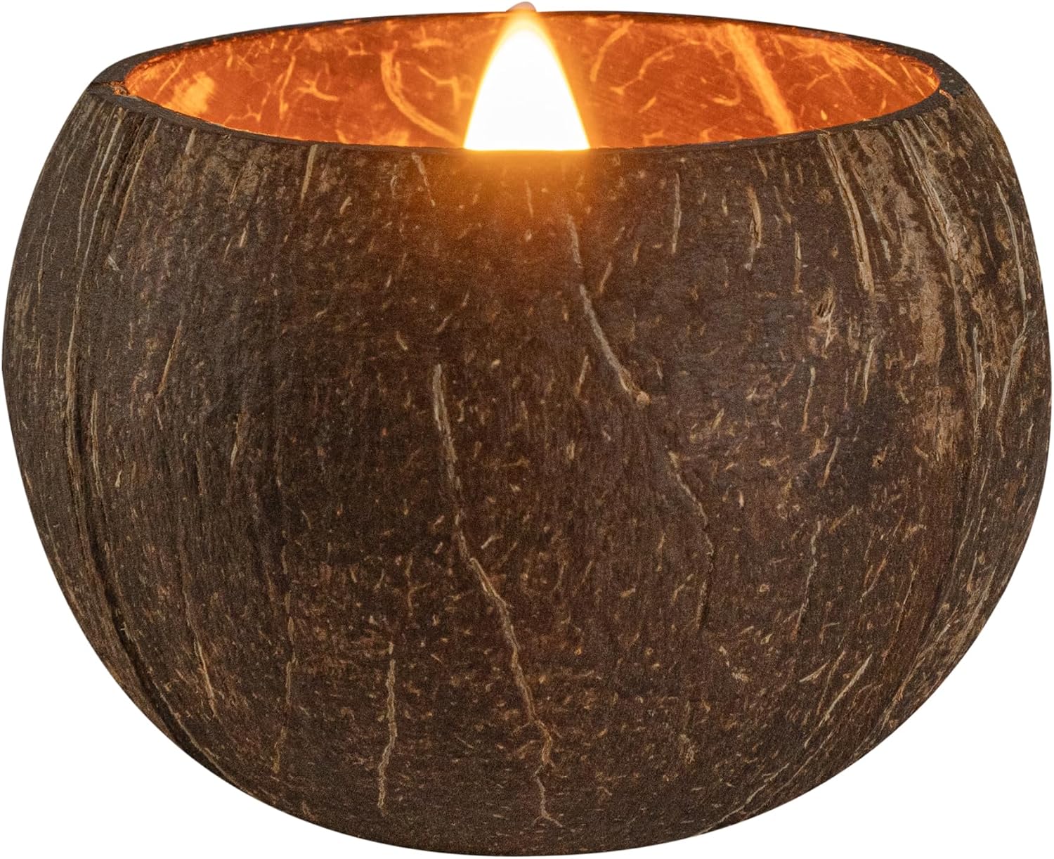Restaurantware Coconut Shell Candle - 1 Soy Wax Candle 3.94 x 3.94 x 2.76 Inches - Handmade Decorative Candle Bowl with Wooden Wick - Small Brown Scented Candle