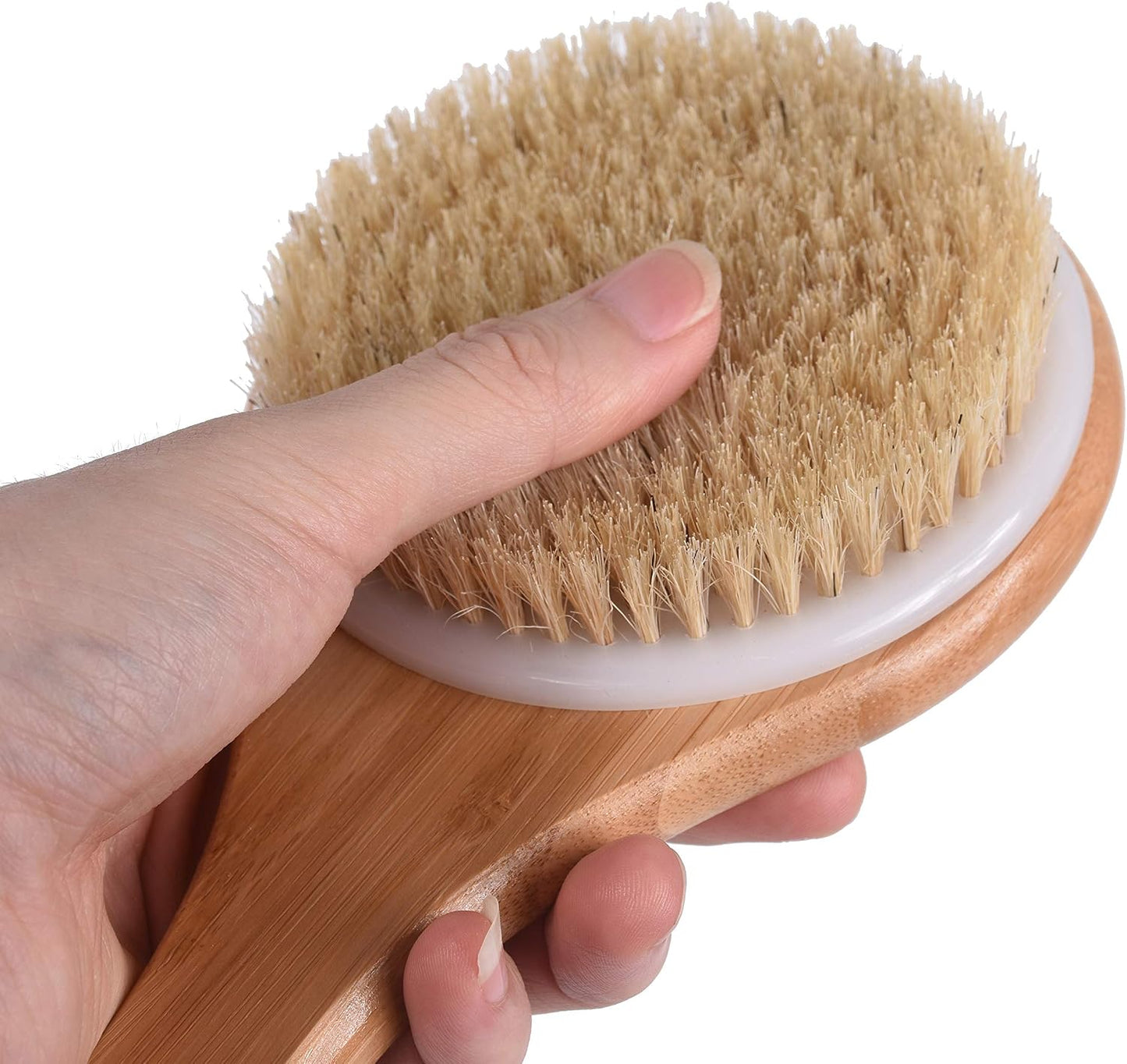 Dry Bath Body Brush Back Scrubber with Anti-Slip Long Wooden Handle, Natural Bristles Body Massager, Perfect for Exfoliating, Detox and Cellulite, Blood Circulation, Good for Health