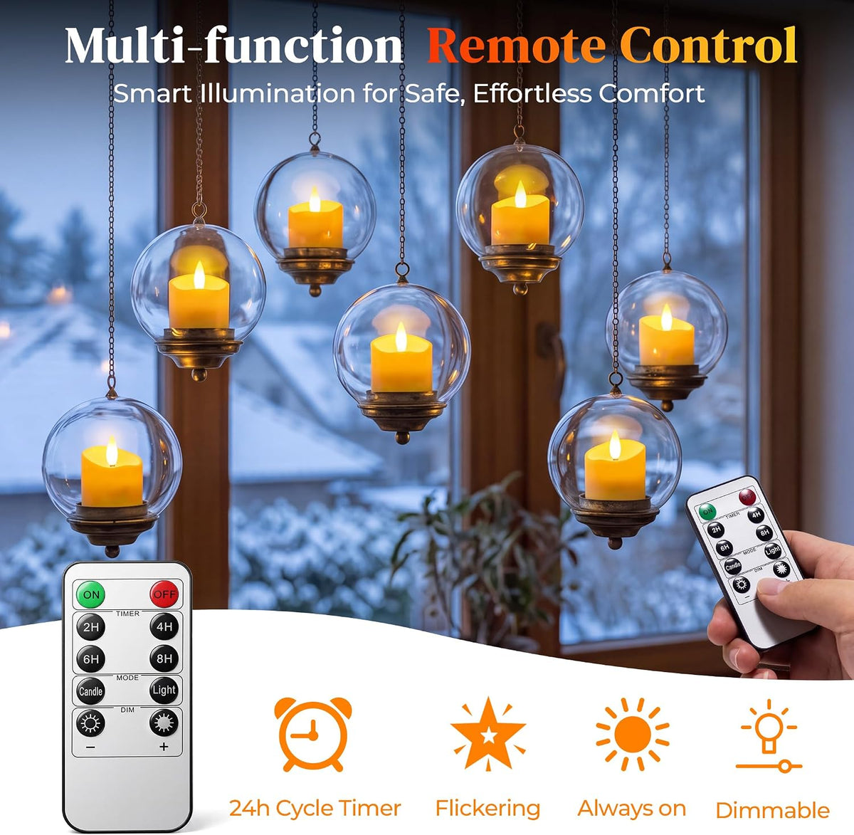 YiaMia 6Pcs Rechargeable Tea Lights with Remote and 24H Cycle Timer