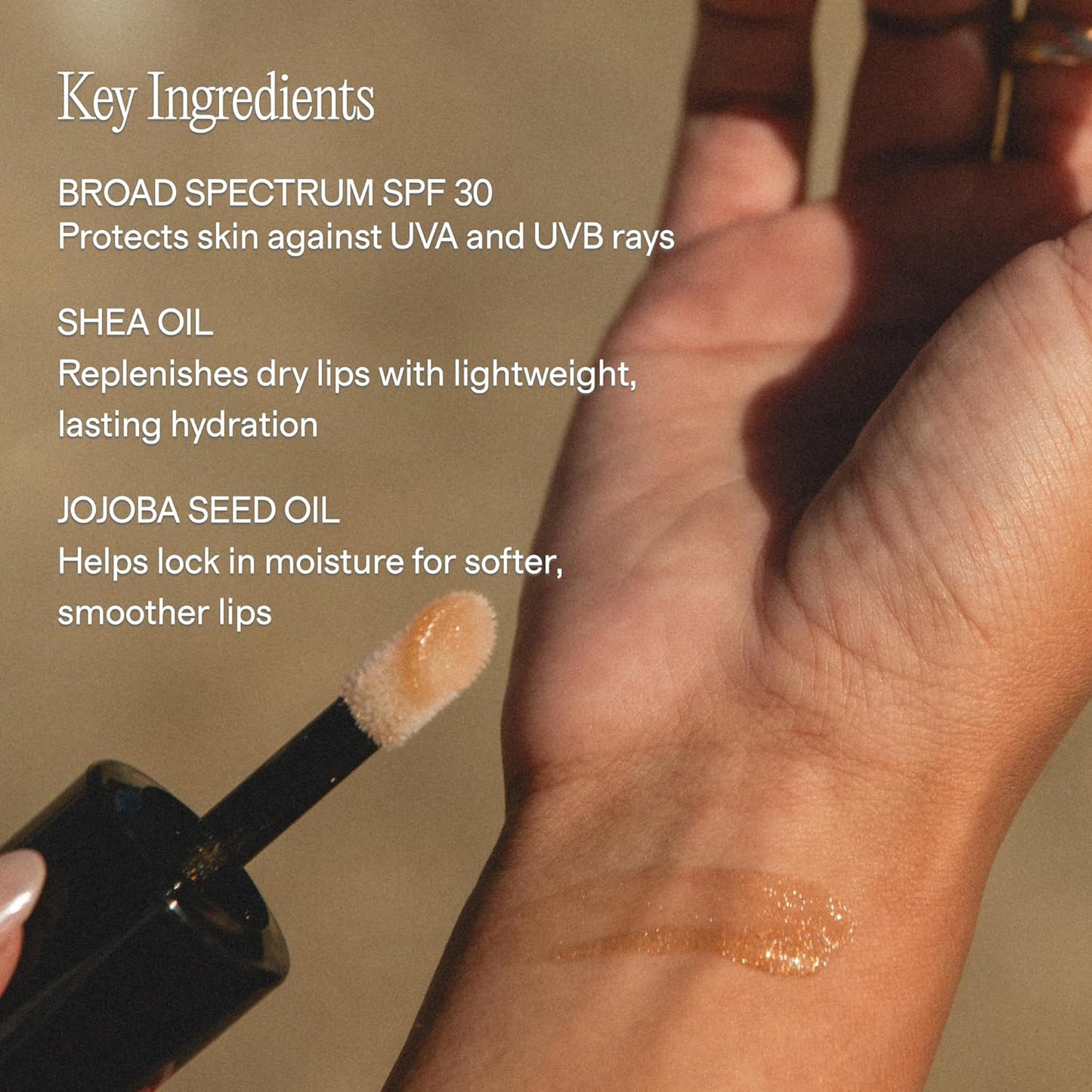 + Lux Unfiltered High Gloss SPF Lip Oil - Bronze Tinted Shimmer Lip Oil with Broad Spectrum SPF 30 - Hydrating Lip Gloss & Lip Sunscreen for Women with Jojoba & Shea Oil