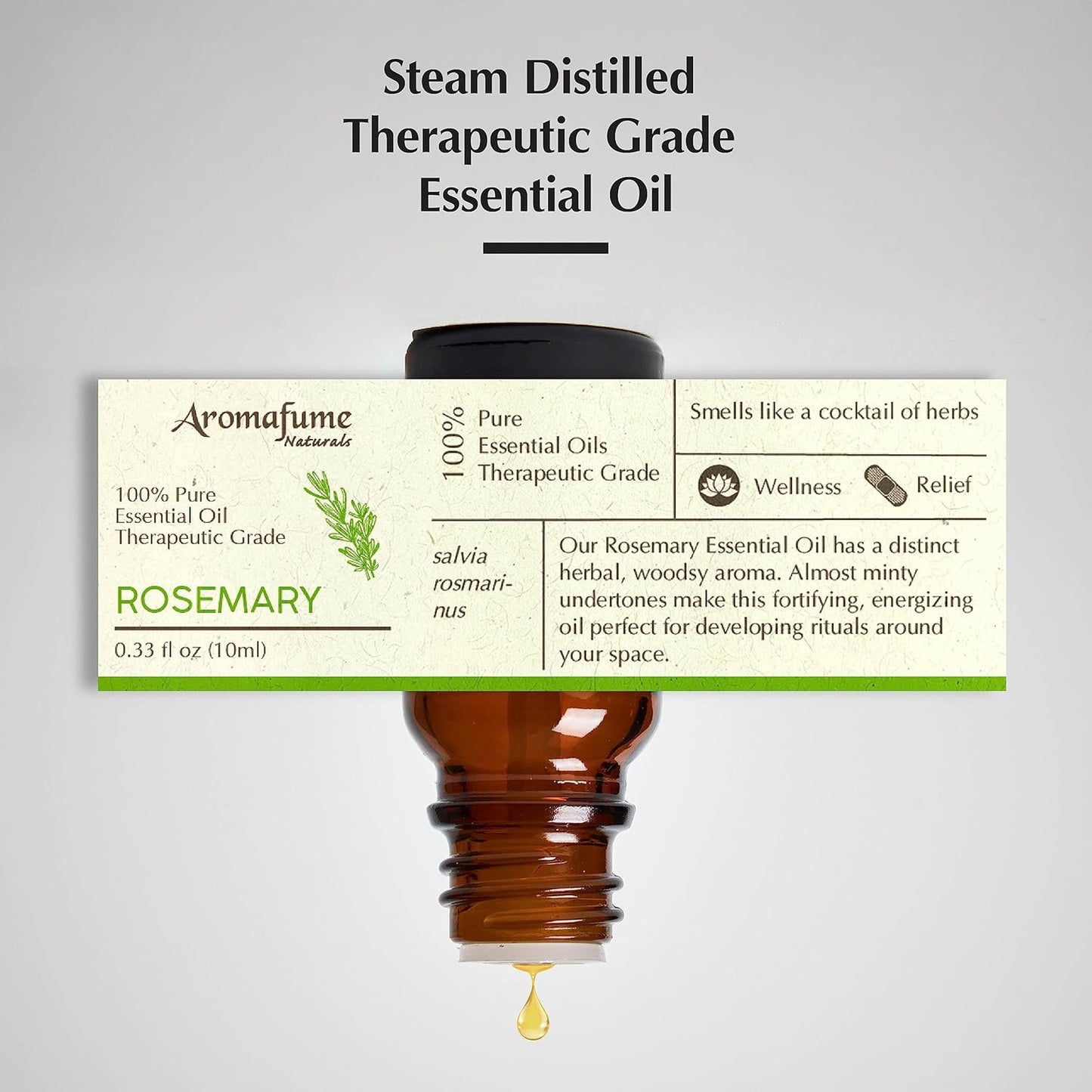 AROMAFUME Rosemary Essential Oil - 100% Natural, Therapeutic Grade Essential Oils - Pure, Woodsy Aromatherapy Oil for Meditation and Home Diffusers - Gifts for Her - 10ml