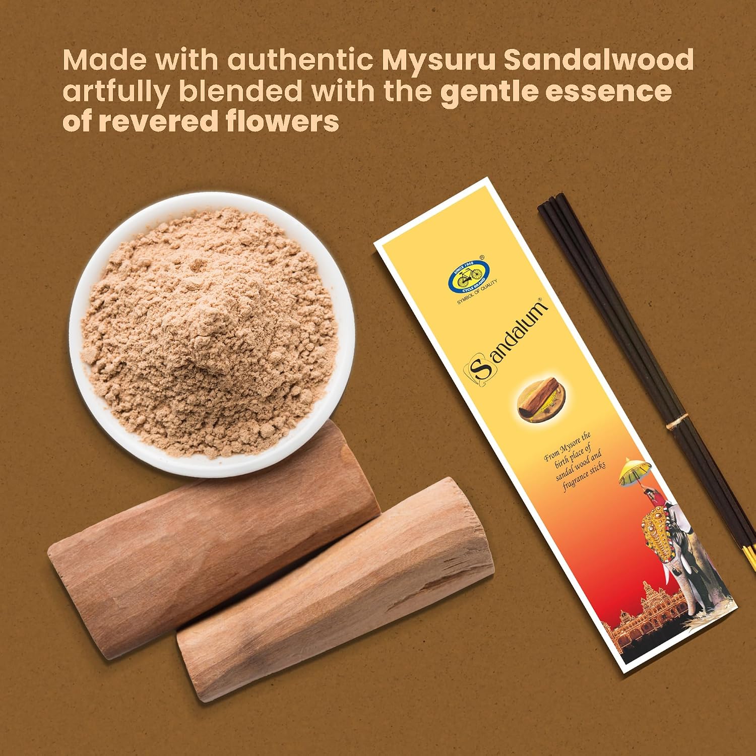 Cycle Sandalum Incense Sticks – Floral & Sandalwood Incense Sticks for Meditation, Prayer & Home Ambience-100 Agarbatti/Pack | 9 inch Sticks - 40 Minutes Burning time