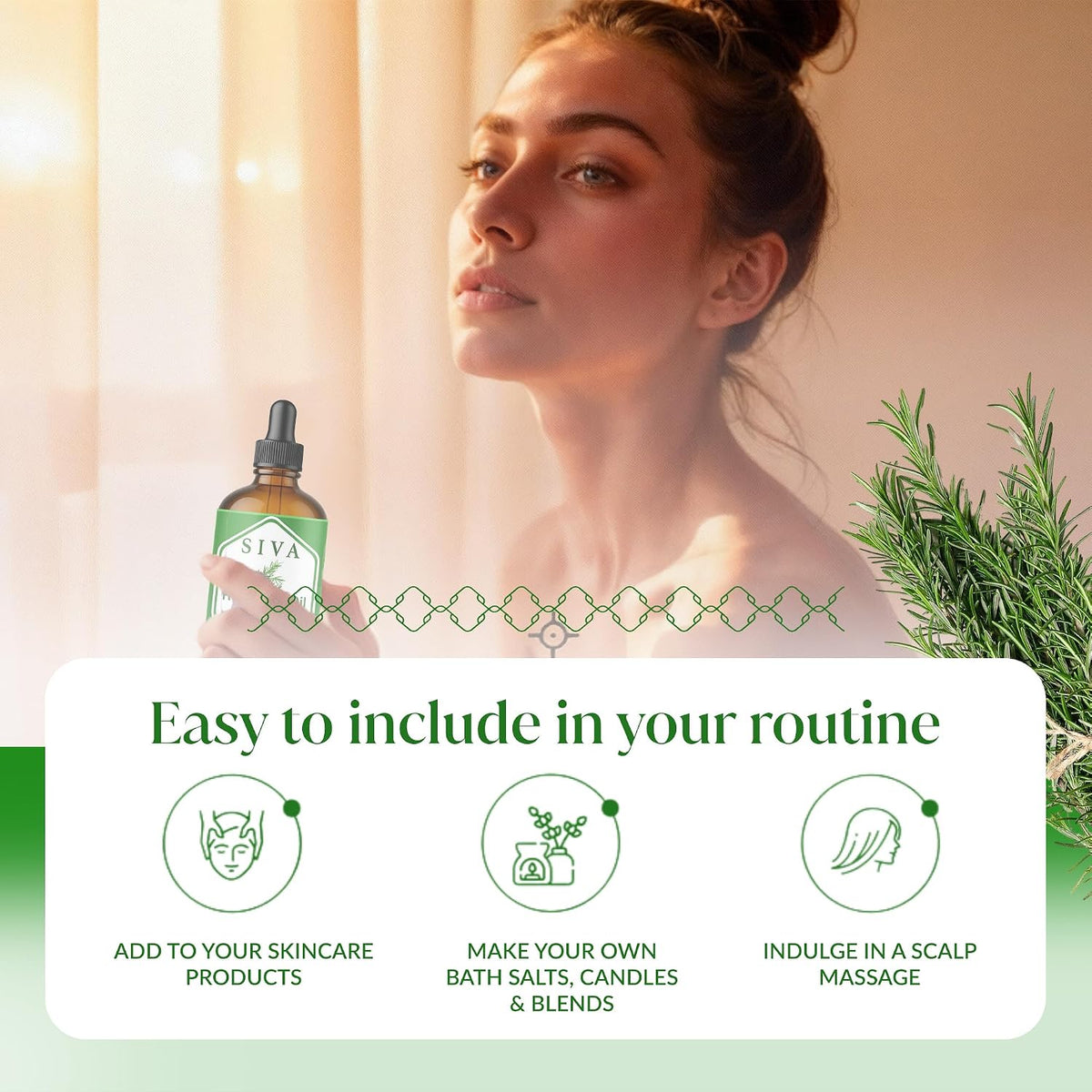 Siva Rosemary Essential Oil, Glass Bottle with Dropper, 4 Fl Oz (118 ml)