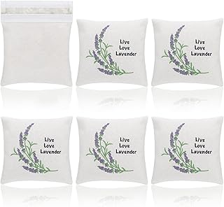 SATINIOR 6 Pack 6 x 6 Inch Embroidered Lavender Sachet Bags Sachet Empty Bags with Hook and Loop Fasteners Cotton Linen Pouch for Filling Spice Jewelry for Wedding(Beige,Novelty)