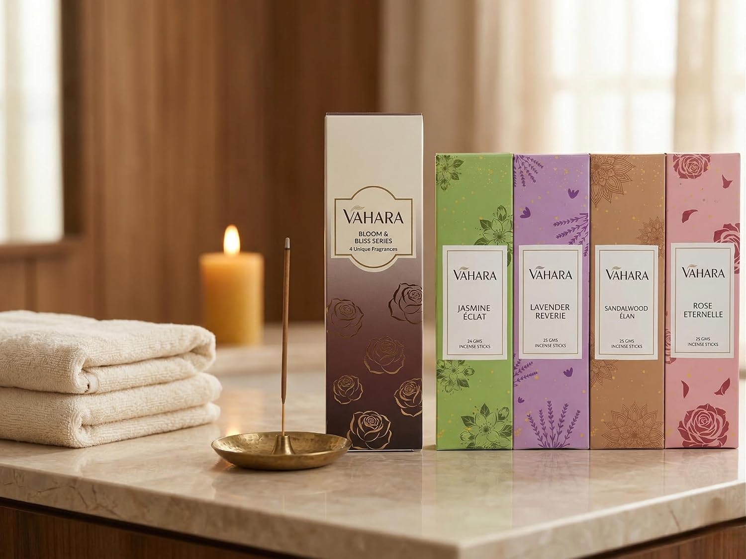 Incense Sticks – Bloom & Bliss Series | Long Burning Brown Batti (45–60 Mins) | Natural Fragrance for Pooja, Meditation, Yoga & Relaxation