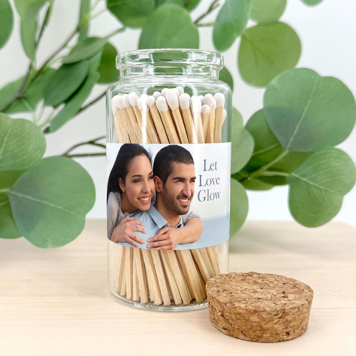 Personalized Custom Matches for Wedding Favors, Birthday Favors, Cigar Bar Matches, Wooden Matches in a Jar with Striker, Long Matches for Candles in Apothecary Glass Jar, Approx. 80 Safety Matches
