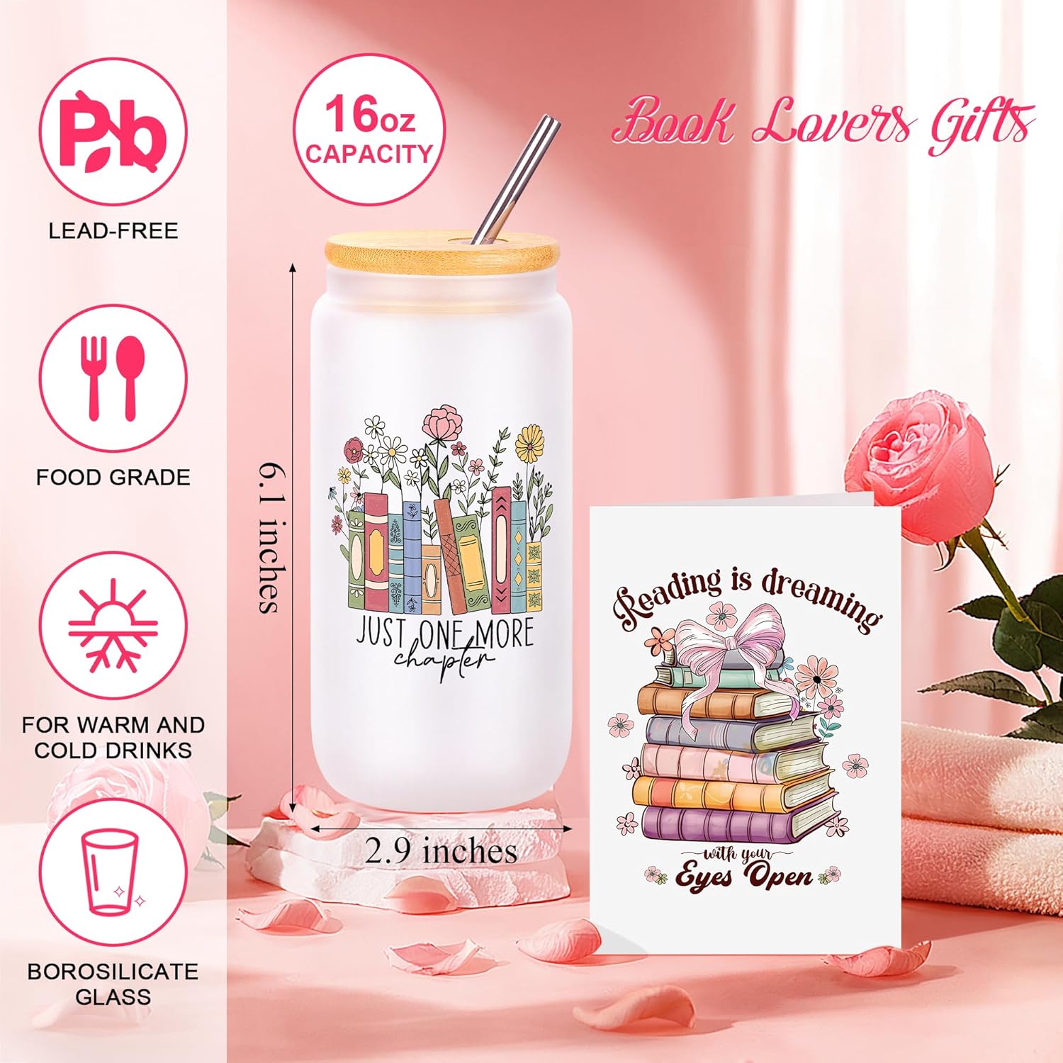 JoycuFF Book Lovers Gifts, Gifts for Book Lovers Women, Bookish Gift Accessories for Readers, Gift for Librarian Bookworms Reading Club Birthday Christmas