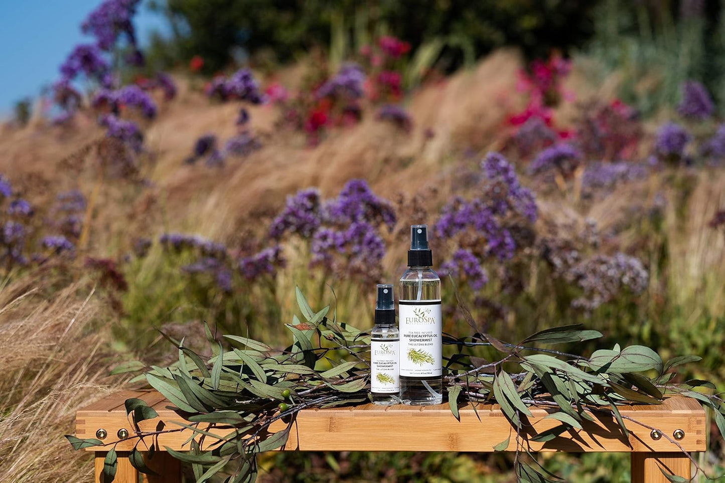 EuroSpa Aromatics Pure Eucalyptus Oil ShowerMist and Steam Room Spray, All-Natural Premium Aromatherapy Essential Oils - Tea Tree Infused, 8oz