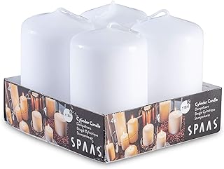 SPAAS White Pillar Candles - 4 Pack | 2x3” Small Pillar Candles for Lantern Home Décor, Kitchen Decoration, Fireplace, Wedding Aesthetic, Centerpiece | Non Scented Decorative Pillar Candles