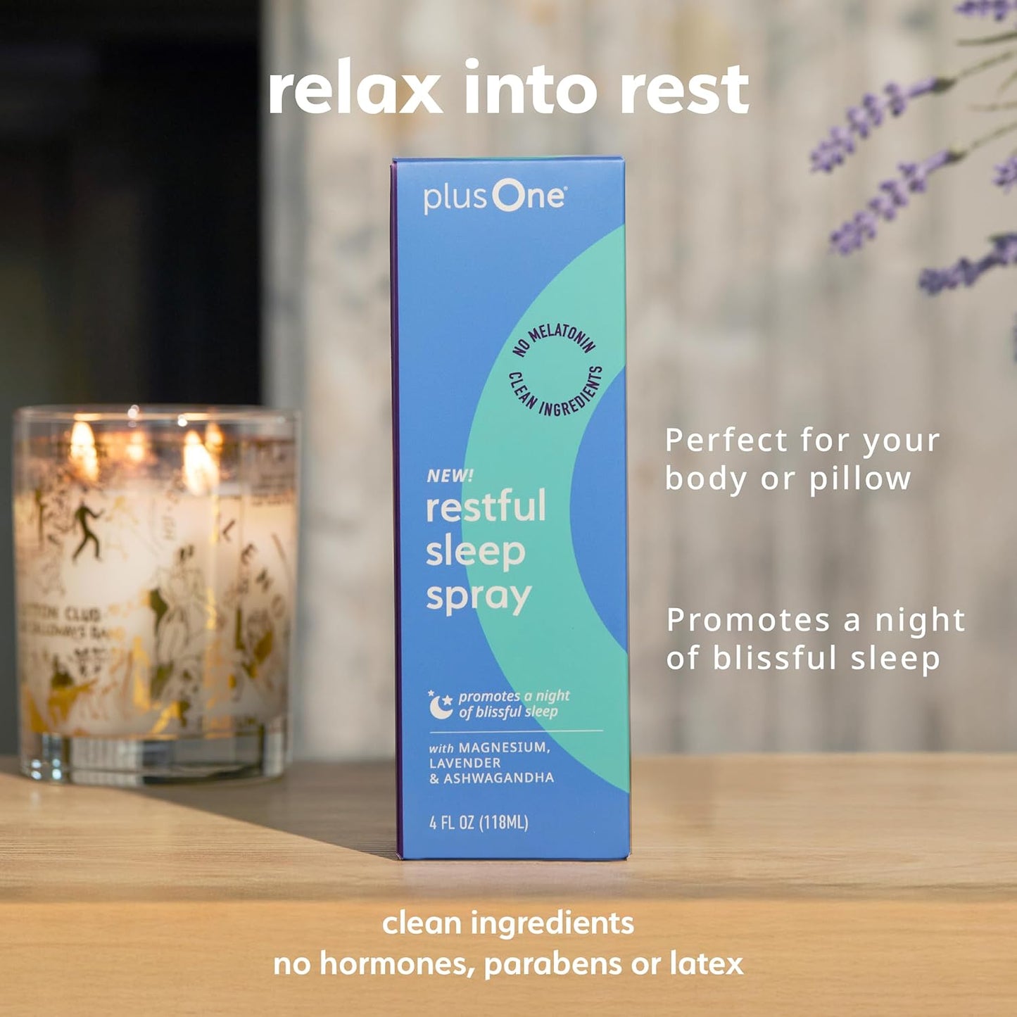Plus One Blissful Sleep Spray – Magnesium, Lavender & Ashwagandha for Relaxation, Calm & Rest – Hormone-Free, Fragrance-Free, Menopause-Friendly Aromatherapy Mist