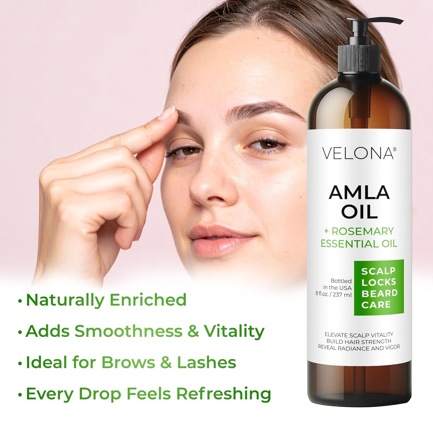 velona Organic Amla Oil with Rosemary - 8 oz | Promoting Hair, Scalp, Eyelash and Eyebrow Growth | 100% Natural and Pure
