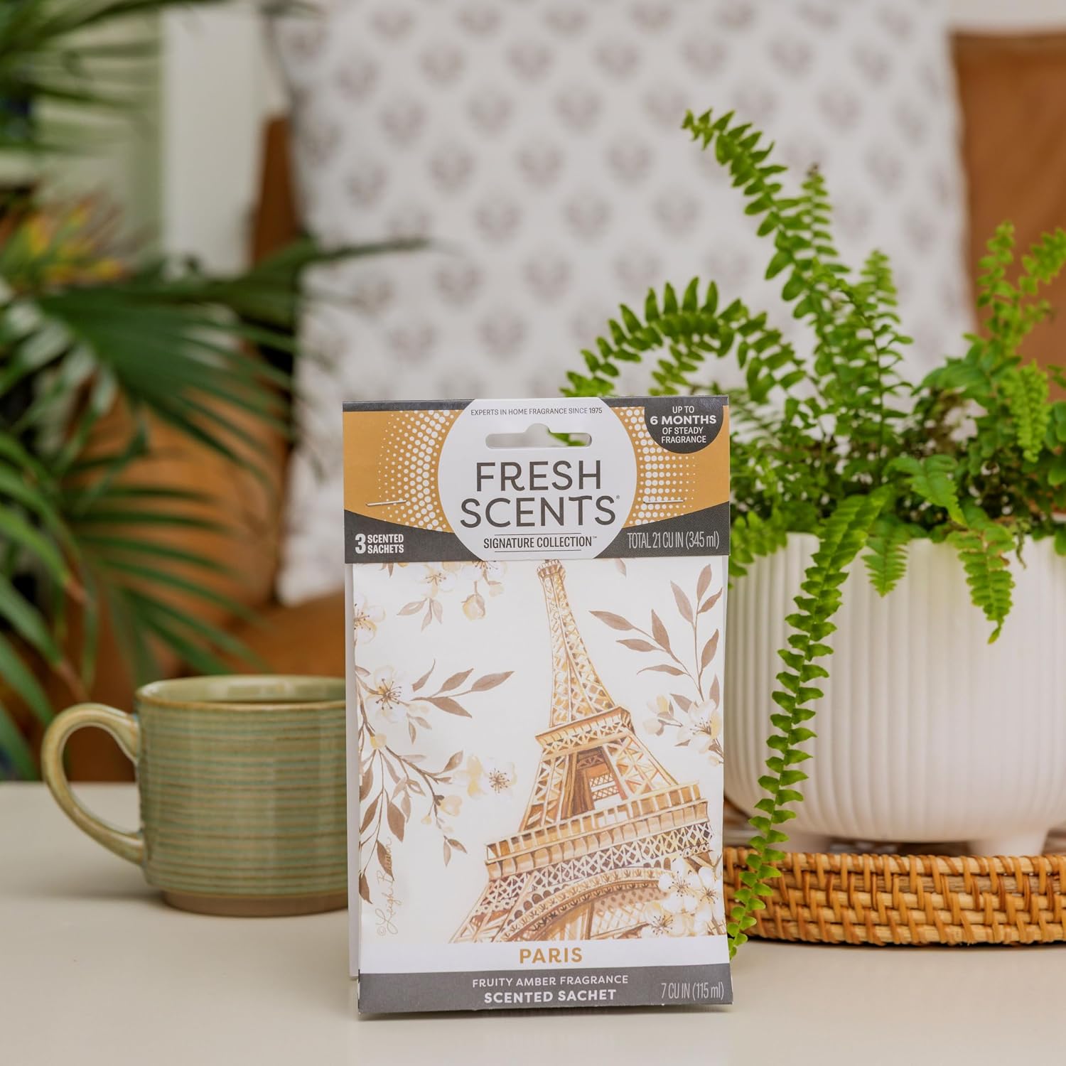 Fresh Scents | Scented Sachet Packet | Paris | Air Freshener Bags for Drawers, Closets, Cars | 3 Pack | Long Lasting Home Fragrance