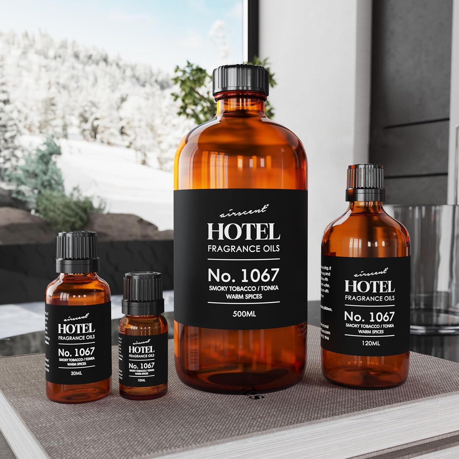 AirScent Hotel Diffuser Oil No. 1067 - Smoky Tobacco, Tonka, Warm Spices - Premium Fragrance Oil for Ultrasonic and Waterless Diffusers and Crafting - 10 mL, 0.34 fl oz Glass Dropper Bottle