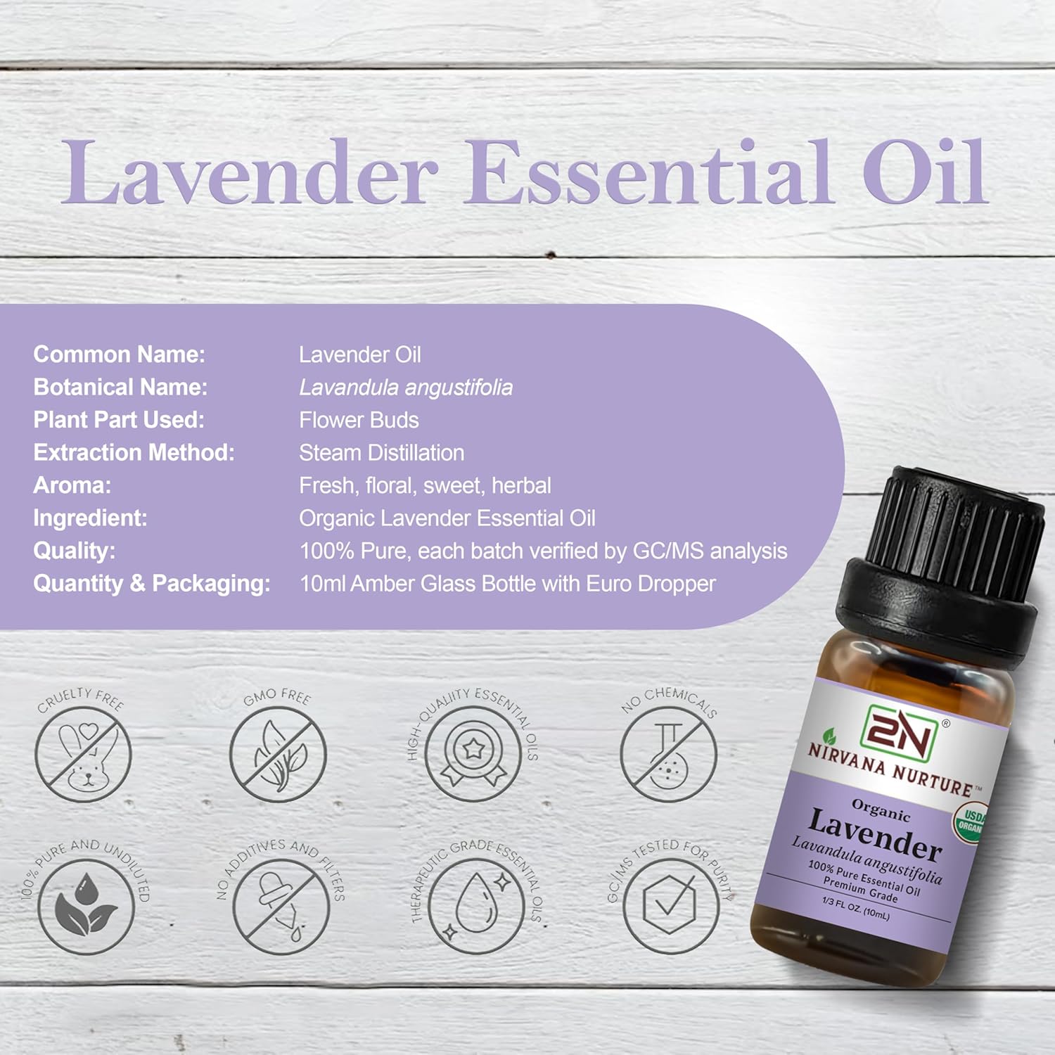 Lavender Essential Oil, USDA Certified Organic, 100% Pure Undiluted, Aromatherapy Oil for Diffuser, Hair & Skin Care
