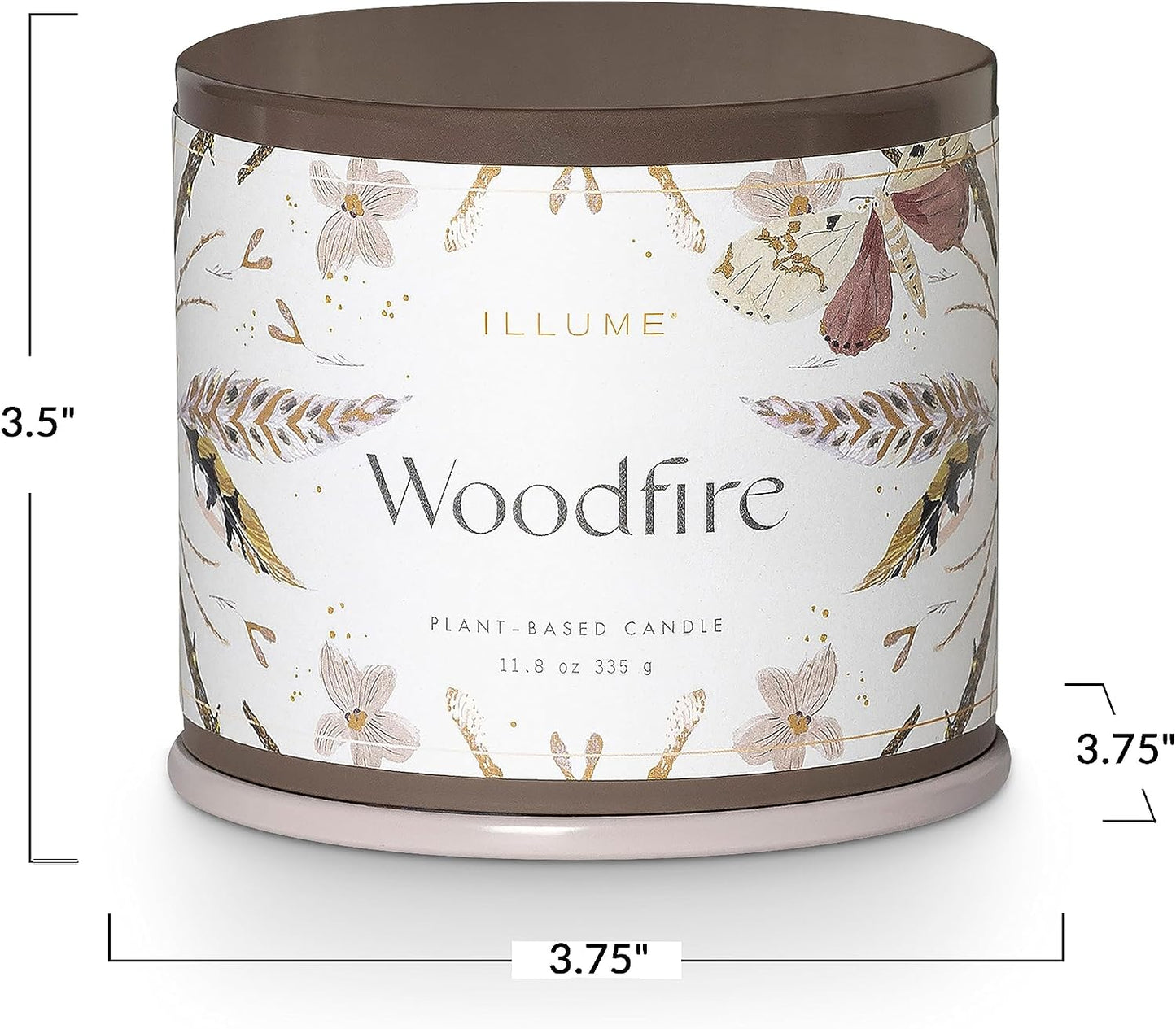 Illume, Candle Tin Woodfire Vanity 11.9 Ounce