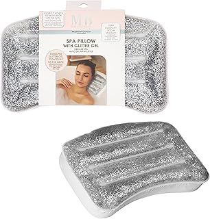 Glitter Gel Cooling Spa Pillow -Bathtub & Hot Tub Relaxation Cushion | Neck & Head Support Bath Pillow. Luxury Spa Accessory Gift for Women - Ultimate Comfort & Relaxation