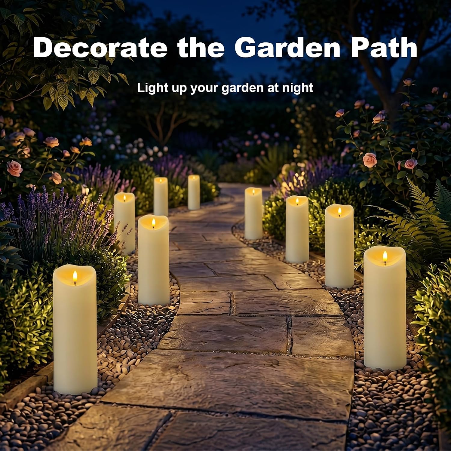 Amagic 4” x 12” Extra Large Waterproof Outdoor Flameless Candles, IP65 Water-Resistant Battery Operated with Remote and Timer, Flickering LED Pillar Candle for Outdoor Patio Porch Decor, Dark Ivory