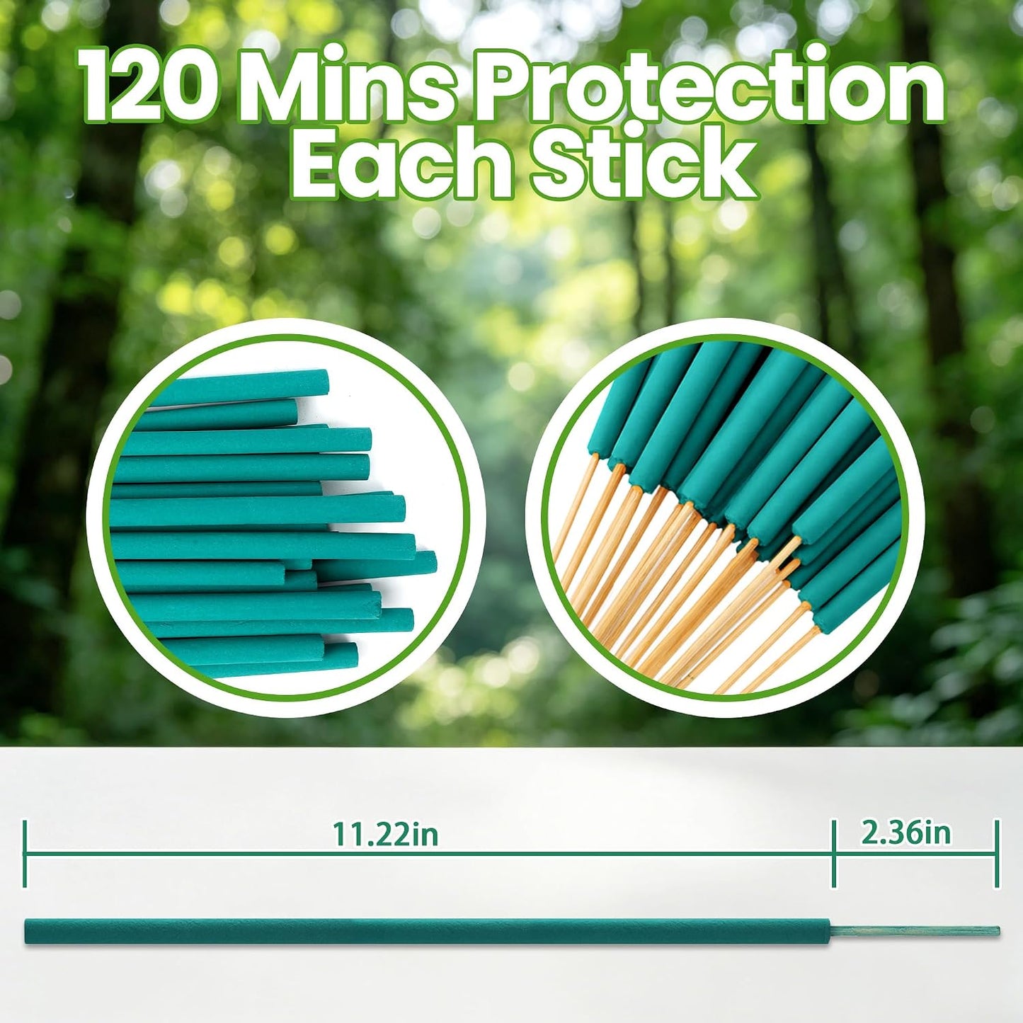24 Pack Mosquito Incense Sticks for Outdoor Patio Backyard Indoors Camping Travel Yoga, DEET Free Mosquito Repellent Sticks Safe for Kids Pets, Long-Lasting 2-Hour Burn Time, Green