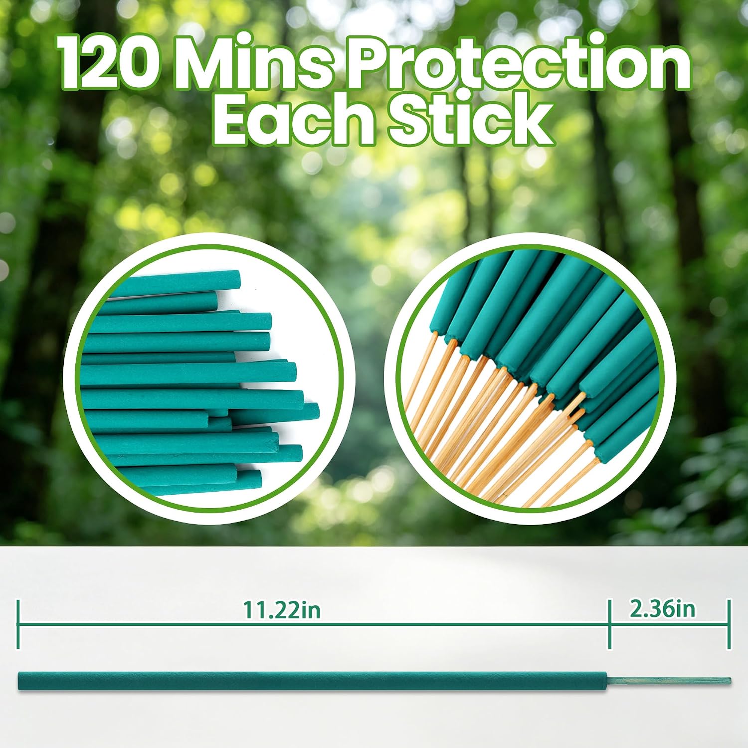 24 Pack Mosquito Incense Sticks for Outdoor Patio Backyard Indoors Camping Travel Yoga, DEET Free Mosquito Repellent Sticks Safe for Kids Pets, Long-Lasting 2-Hour Burn Time, Green