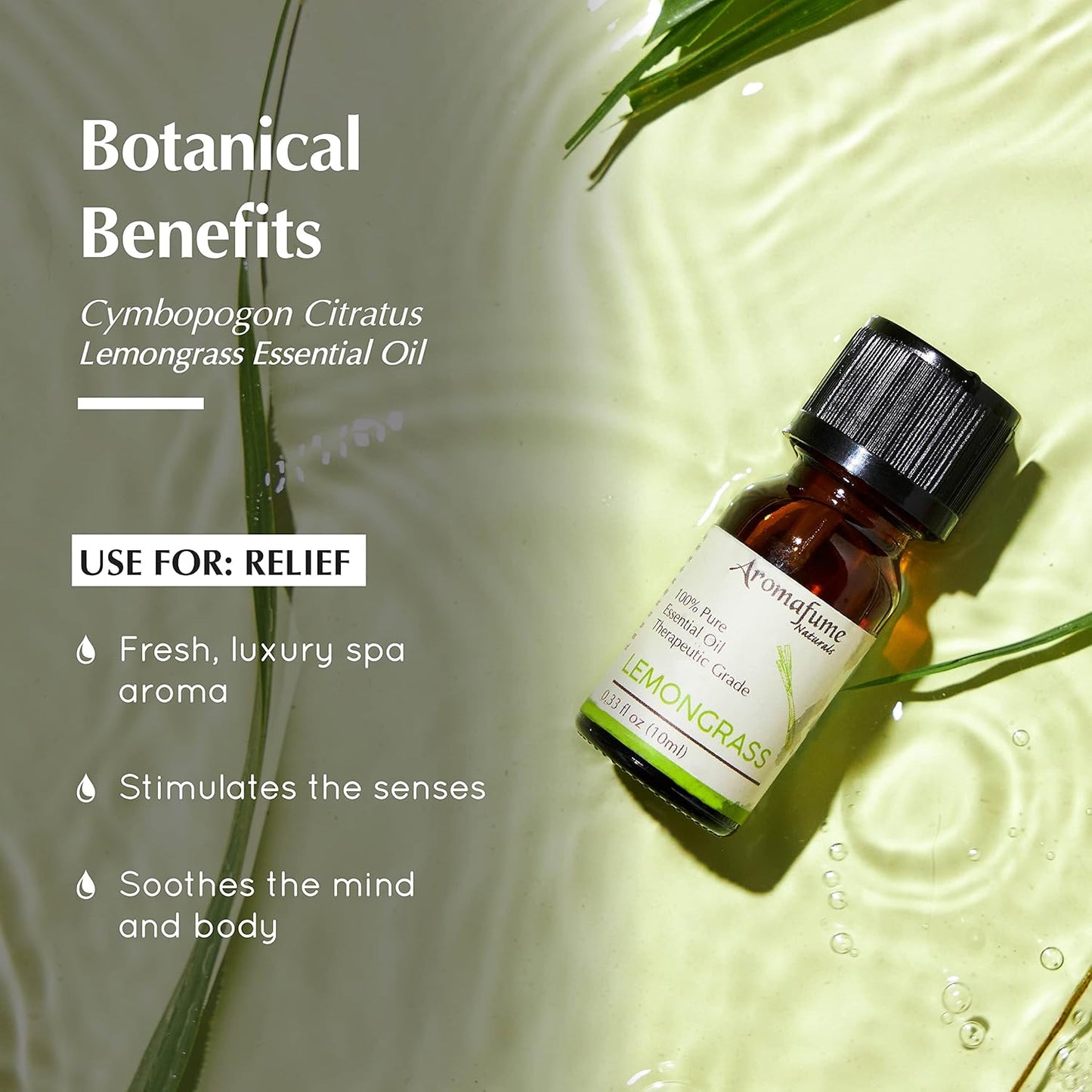 AROMAFUME Lemongrass Essential Oil - 100% Natural, Therapeutic Grade Essential Oils - Pure, Citrusy Aromatherapy Oil for Home Diffusers - Gifts for Her - 10ml