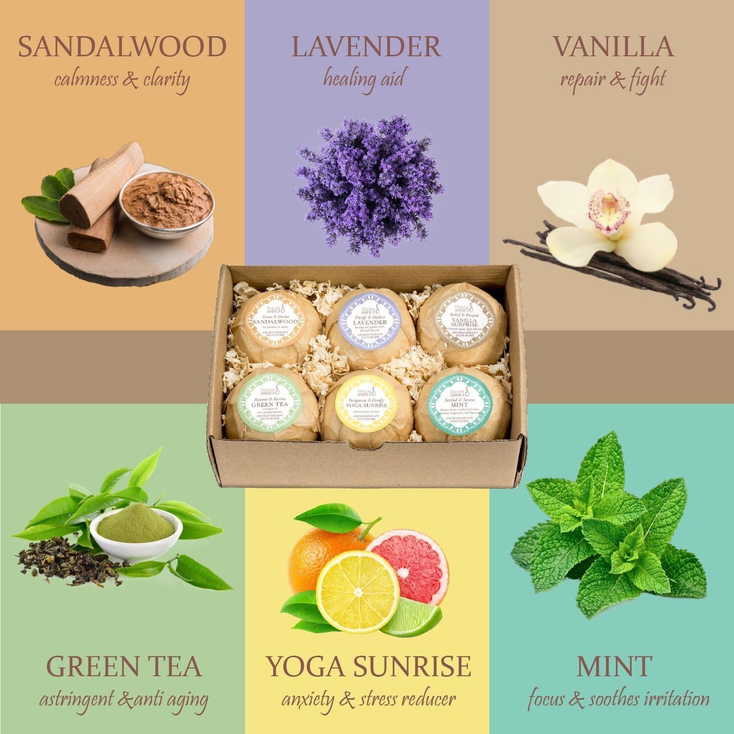 Home Spa Gift Basket Calming Relaxation Aromatherapy Bath Bombs, 6 Refreshing, Aromatic Scents to Moisturize, Revitalize, Rejuvenate Mind, Body & Soul – Mother's Day Gift for Mom