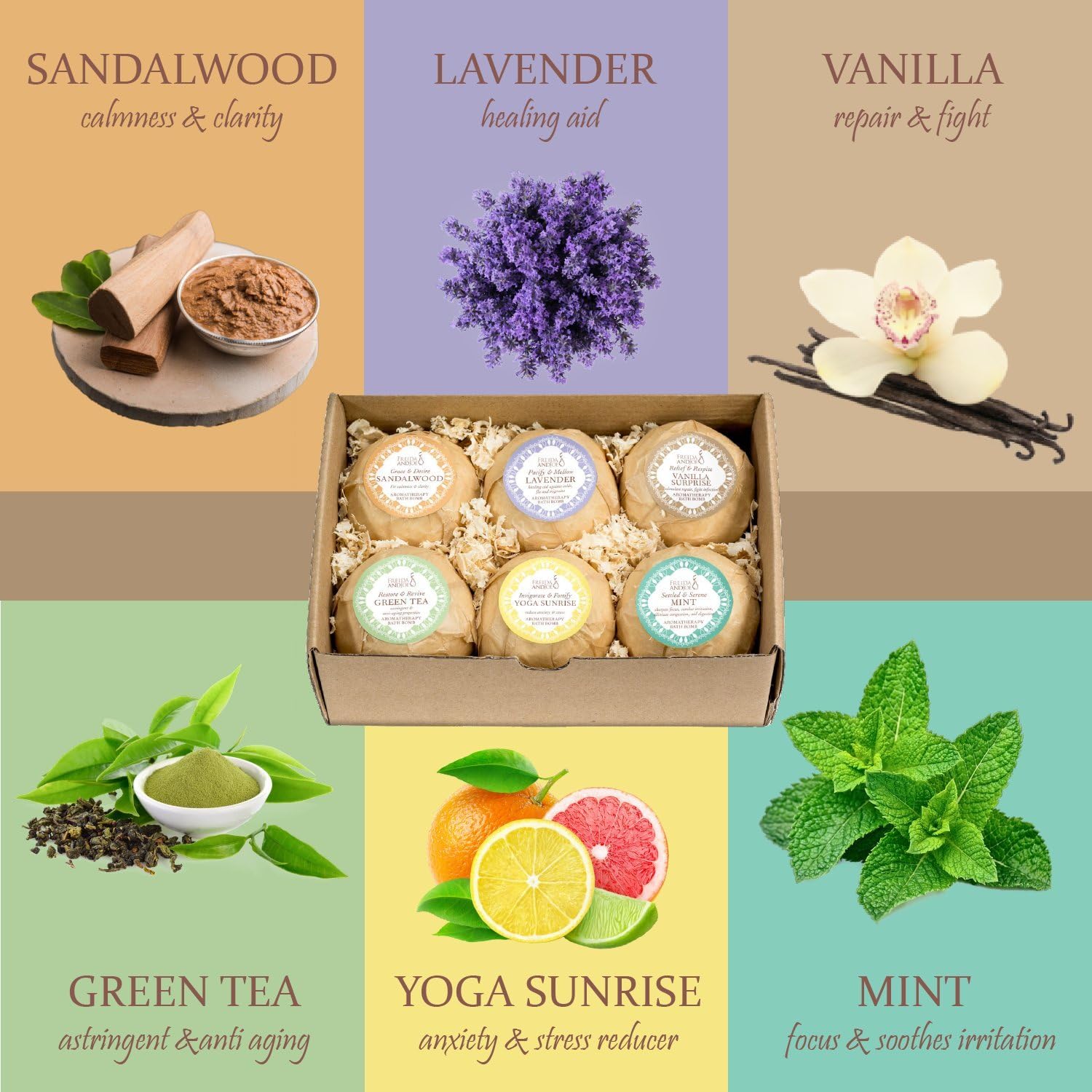 Home Spa Gift Basket Calming Relaxation Aromatherapy Bath Bombs, 6 Refreshing, Aromatic Scents to Moisturize, Revitalize, Rejuvenate Mind, Body & Soul – Mother's Day Gift for Mom