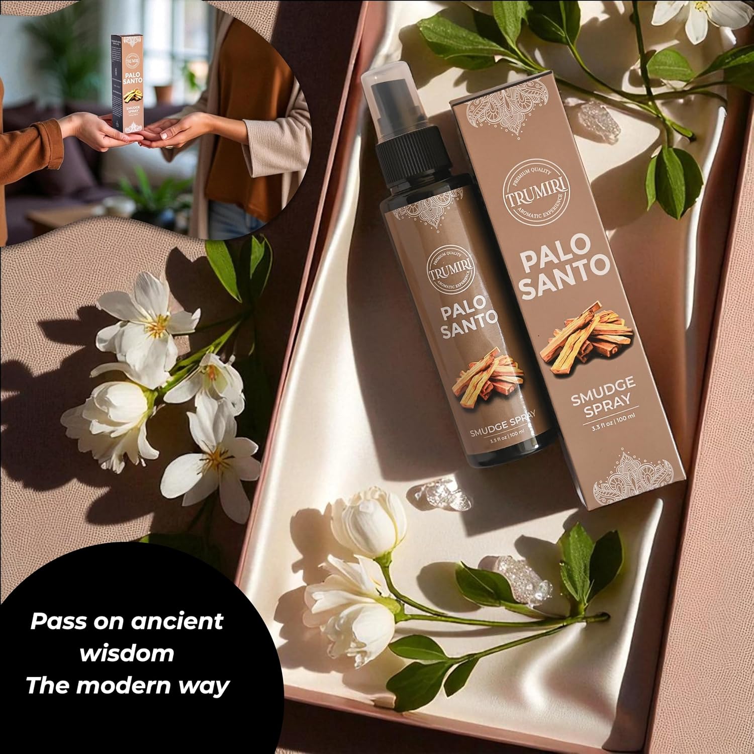 Palo Santo Spray For Negative Energy Cleansing Of Home - Non Toxic Natural Room Spray Made With Palo Santo Essential Oil - Safe Body Mist For Smudge Kit