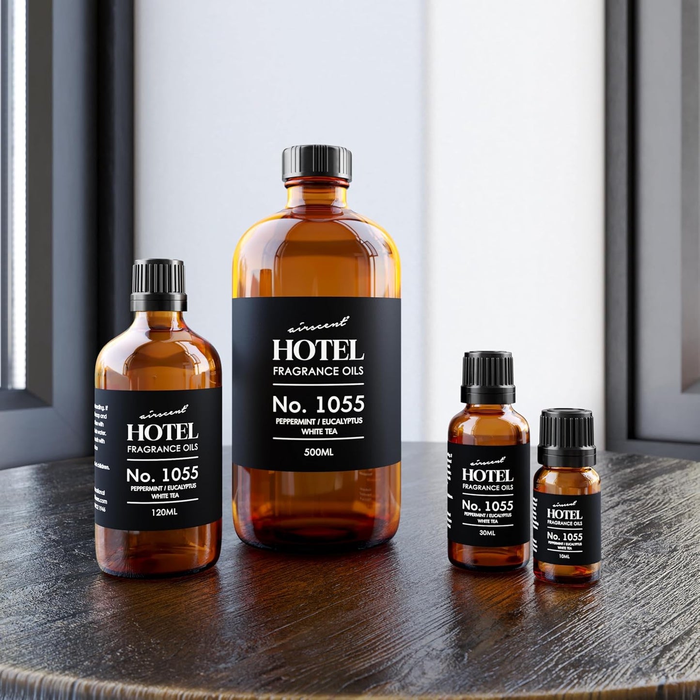 AirScent Hotel Diffuser Oil No. 1055 Inspired by Energize Hotel Scent - Peppermint Eucalyptus White Tea - Fragrance Oil Blend for Ultrasonic and Waterless Diffusers and Crafting - 120 mL