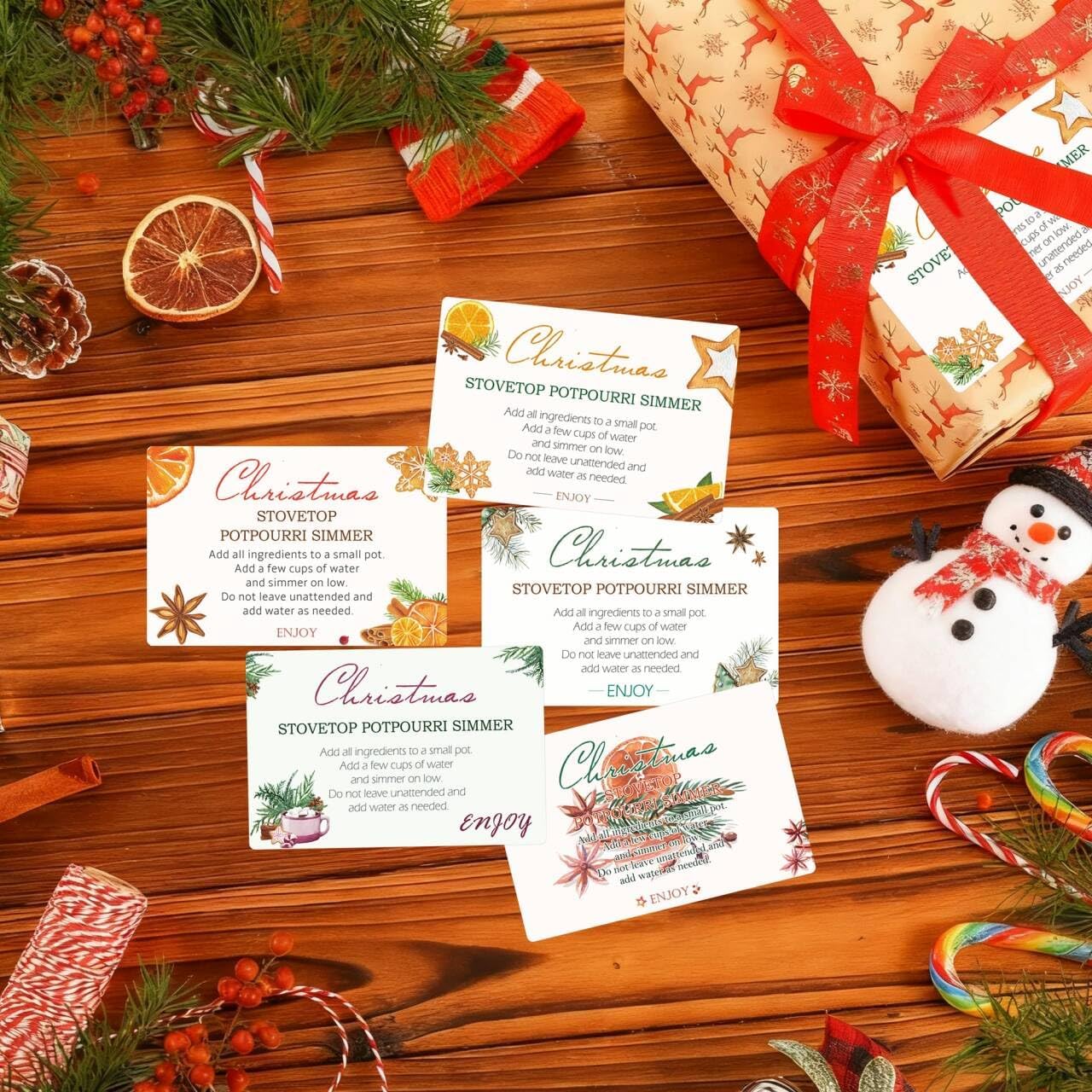 120pcs Christmas Stovetop Potpourri Stickers Simmer Pot Potpourri Instructions Labels 2x3 Inch-Christmas Party Celebrations Present Tags Decal Stove Top Simmer Home Scent Use