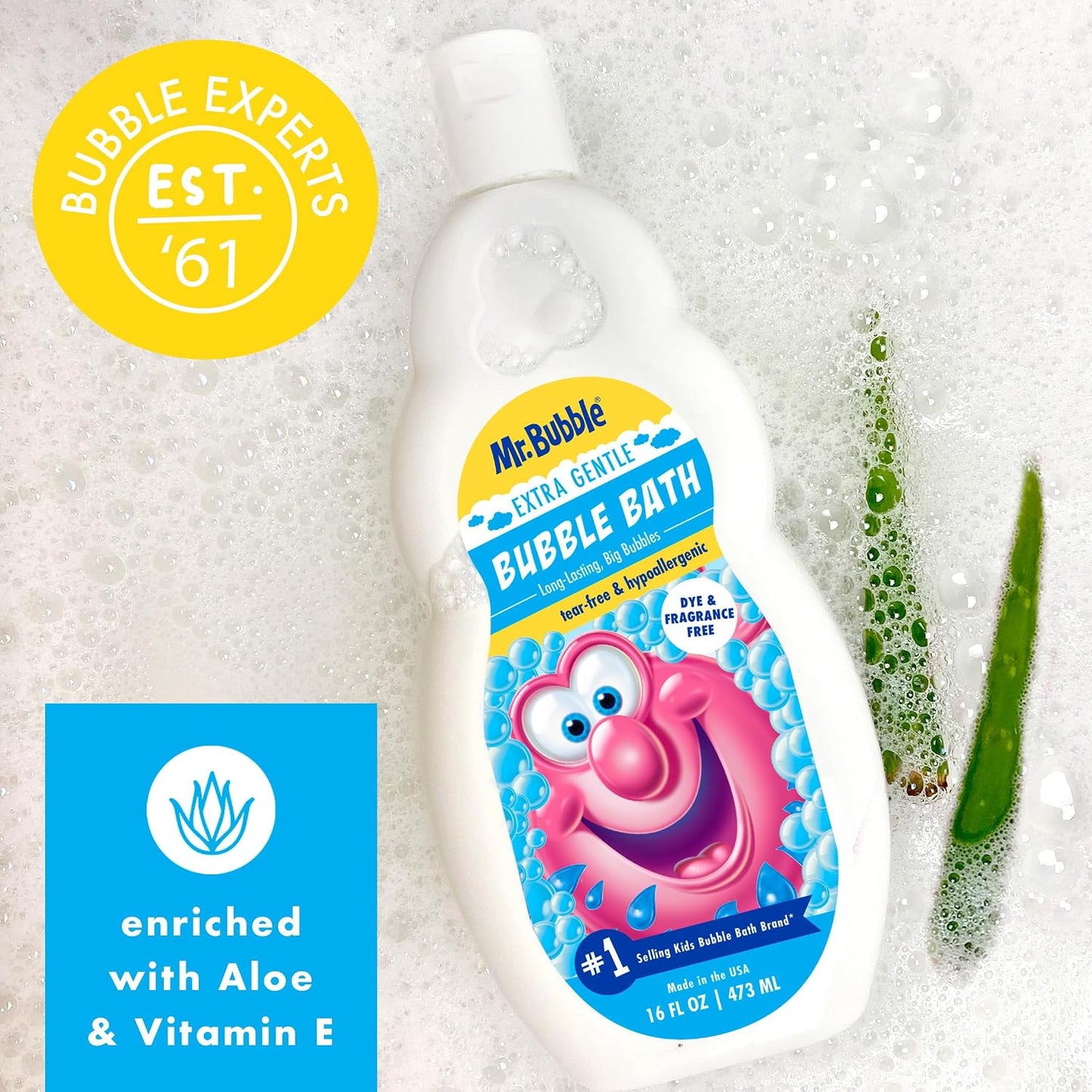 Mr. Bubble Extra Gentle Bubble Bath - Hypoallergenic, Tear Free Bubble Bath Solution Perfect for Sensitive Skin (Pack of 2 Bottles, 16 fl oz Each)
