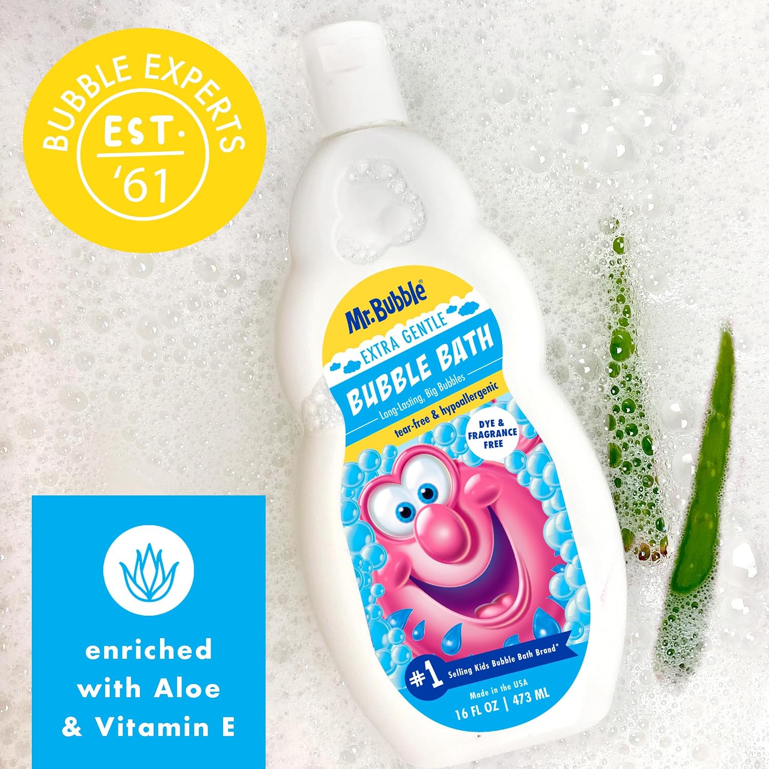 Mr. Bubble Extra Gentle Bubble Bath - Hypoallergenic, Tear Free Bubble Bath Solution Perfect for Sensitive Skin (Pack of 2 Bottles, 16 fl oz Each)