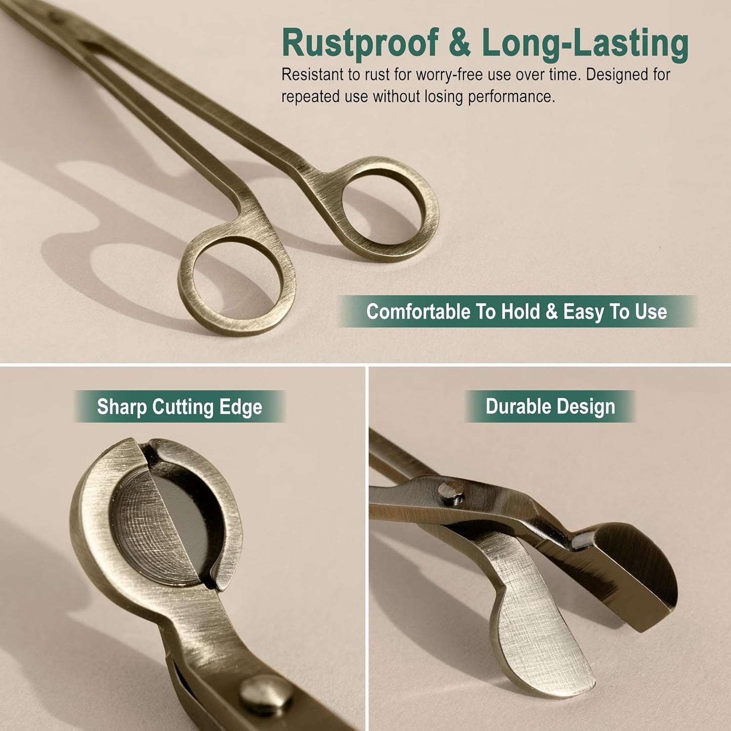 The Growing Candle Wick Trimmer, Stainless Steel Accessories for Candles, Cutter Kit for Trimming, Bronze