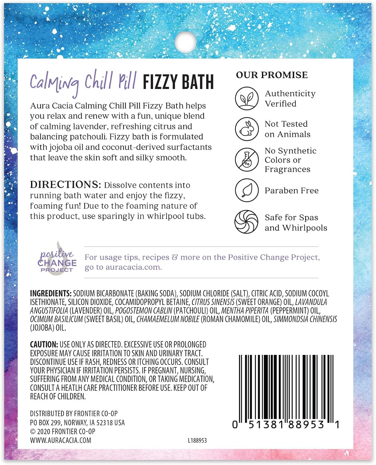 Aura Cacia Calming Chill Pill Fizzy Bath 2.5oz