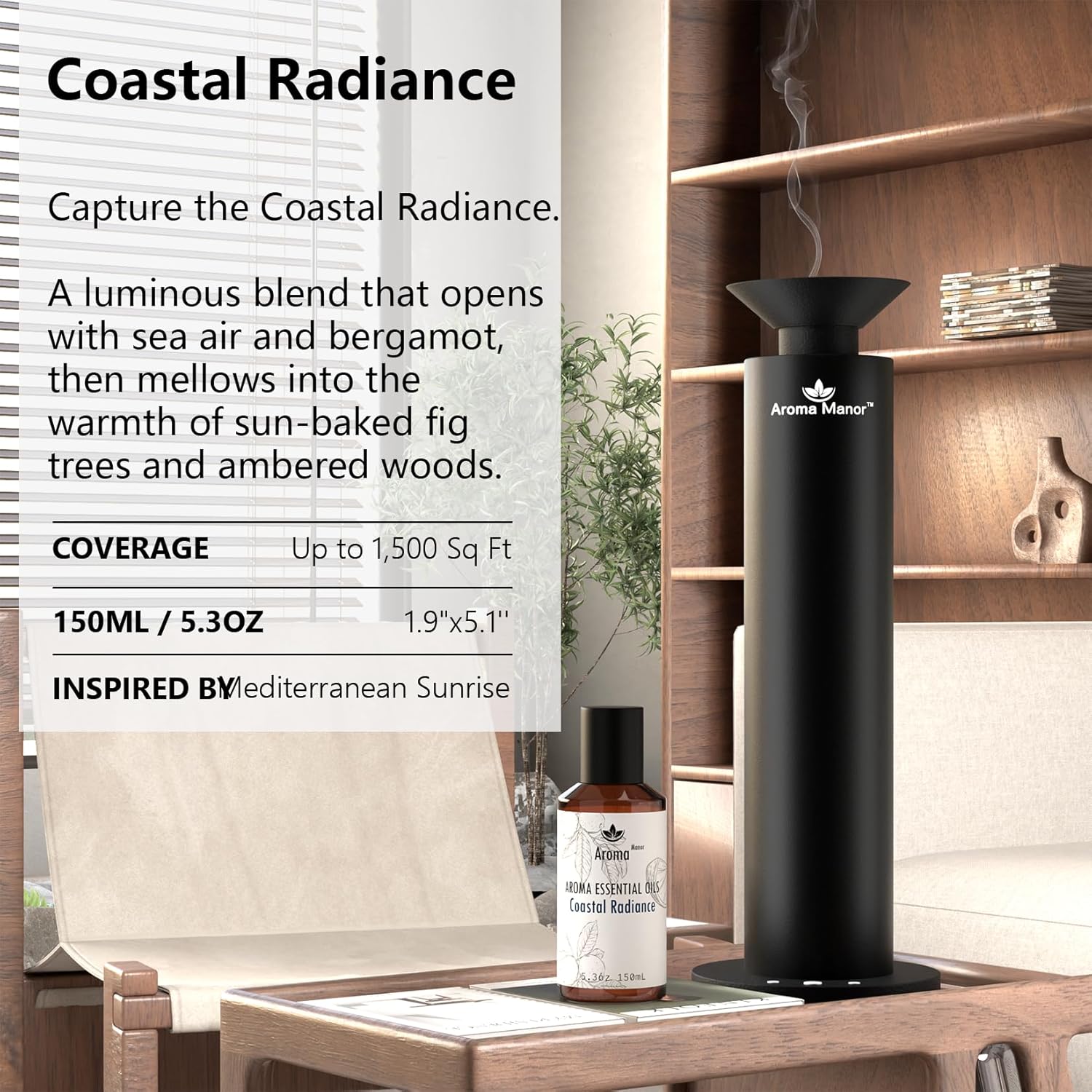 Hotel Collection - Coastal Radiance Essential Oil Scent - Luxury Hotel Inspired Aromatherapy Scent Diffuser Oil - Bergamot & Bitter Orange, Fig, Sunshine, Sea, Orange Blossom and Amberwood - 150mL