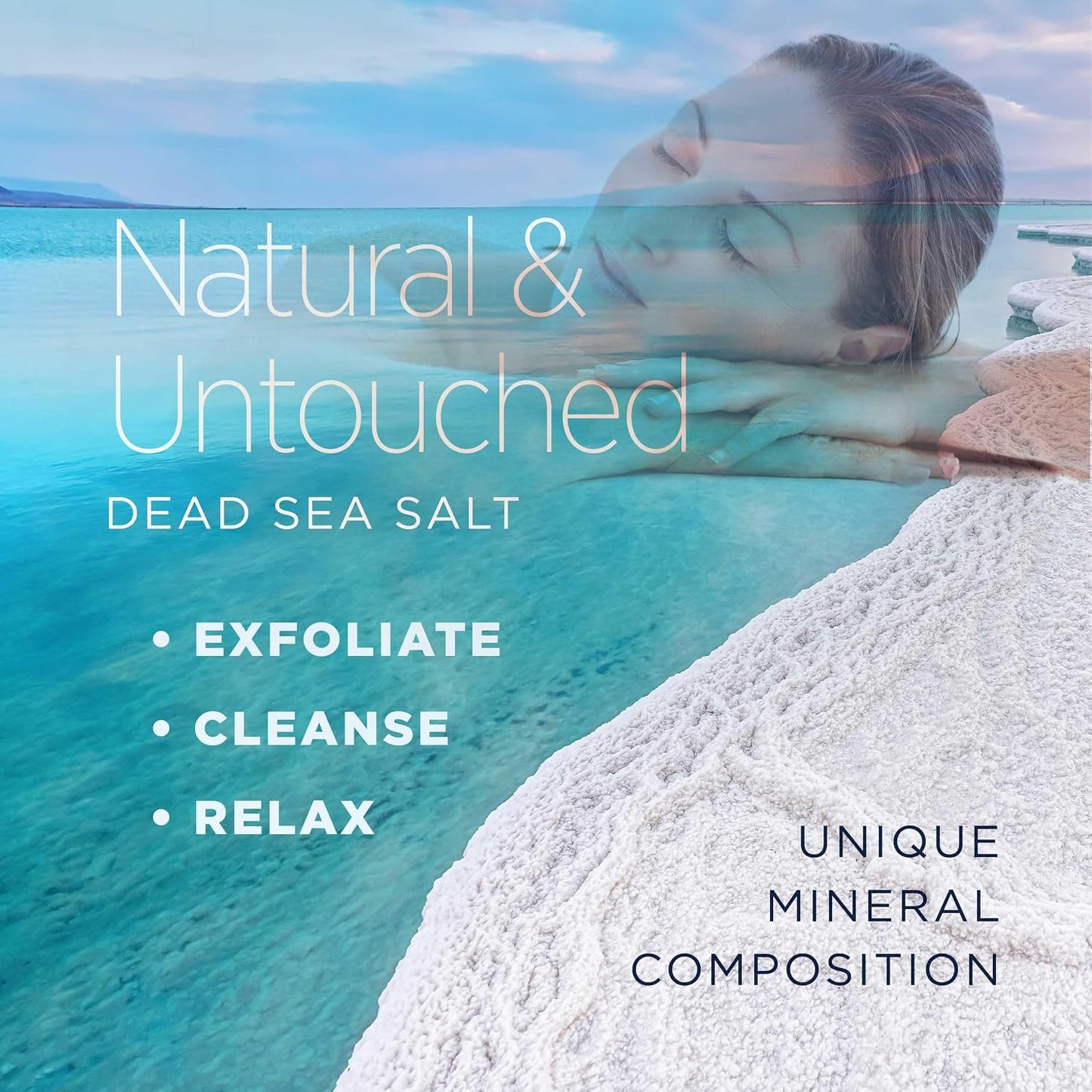 Minera Fine Grain Dead Sea Salt for Bath & Soaking – 2 lbs, Fast-Dissolving, 100% Pure & Natural, Unscented, Skin-Nourishing Sea Salt