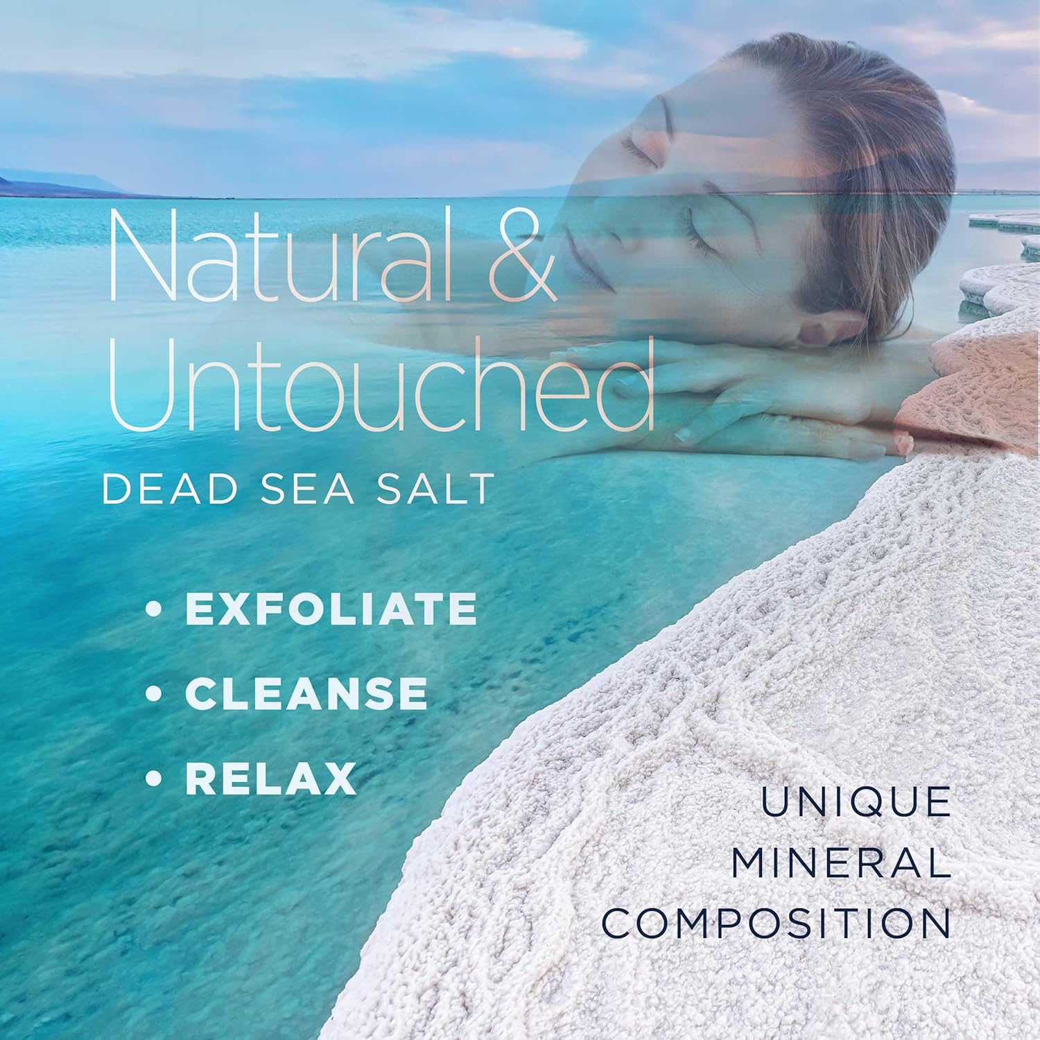 Minera Fine Grain Dead Sea Salt for Bath & Foot Soaks – 5 lbs, Fast-Dissolving, 100% Pure and Natural, Unscented, Skin-Softening Sea Salt