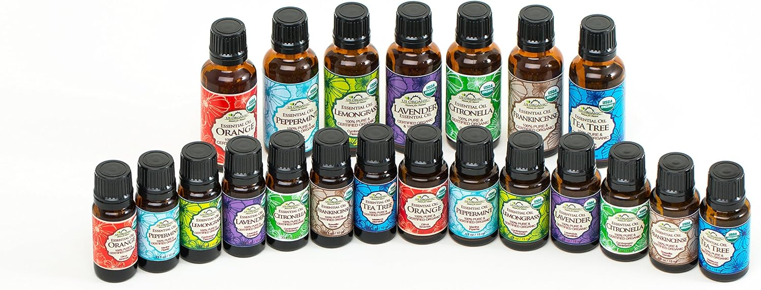 US Organic 100% Pure Peppermint Essential Oil - USDA Certified Organic - 10 ml - w/Improved caps and droppers (More Size Variations Available)
