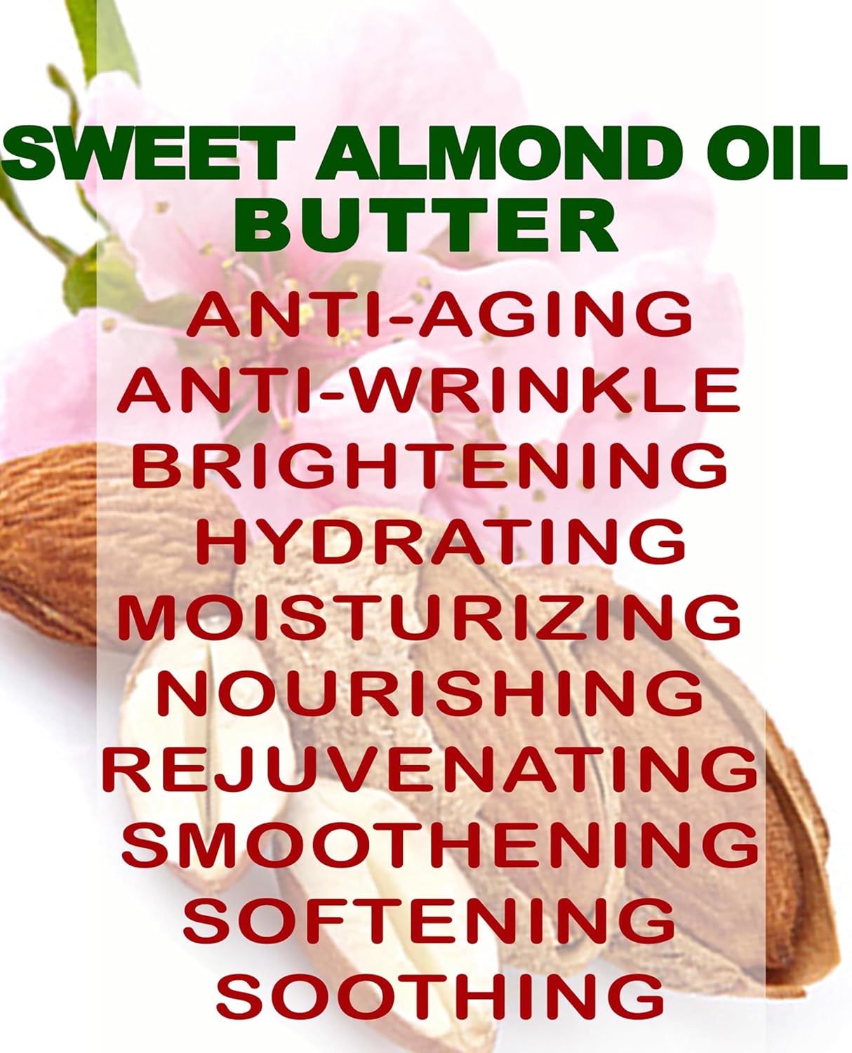 Botanical Beauty SWEET ALMOND OIL BUTTER Pure Natural Virgin Unrefined RAW for FACE, SKIN, BODY, DAMAGED HAIR, NAILS. (4 Fl Oz)