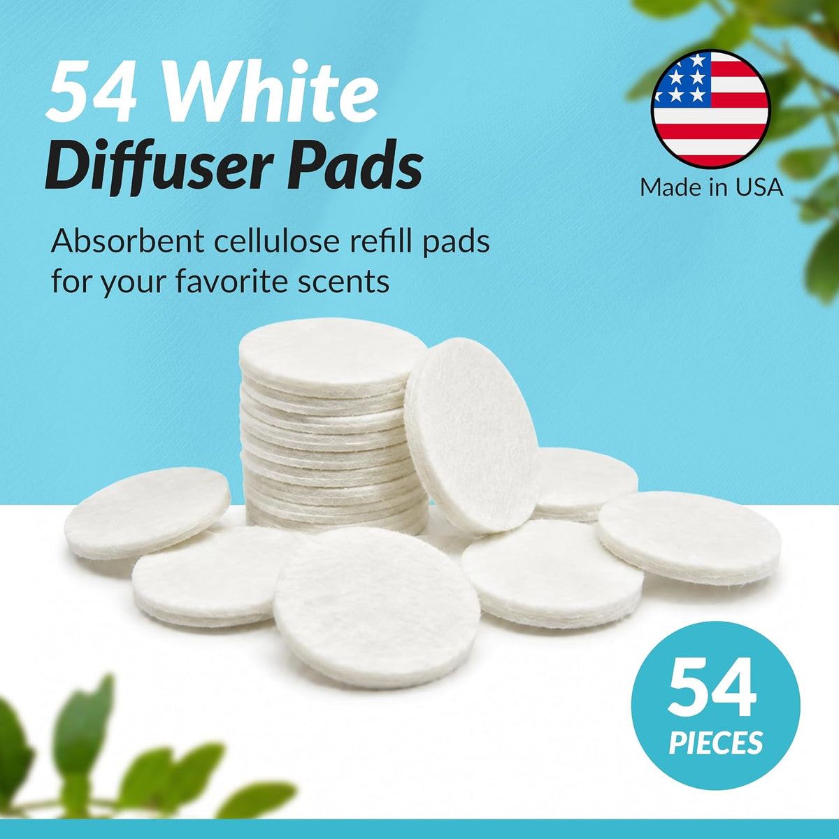54 Round Refill Pads for Aromatherapy Essential Oil Diffusers and Lockets - 16mm Diameter and 2mm Thick - The Size of a US