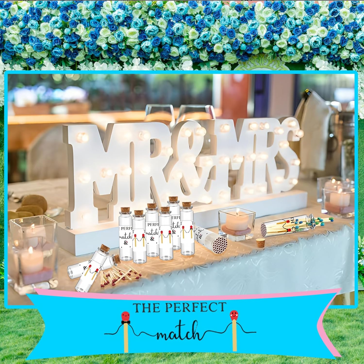 26 Set of Empty Match Jars With Cork Top And 30 Striker Stickers and 30 DIY Wedding Themed Stickers.DIY Bulk Glass Match Holder,Suitable for Guest Gifts,Bridal Shower Party Favors.