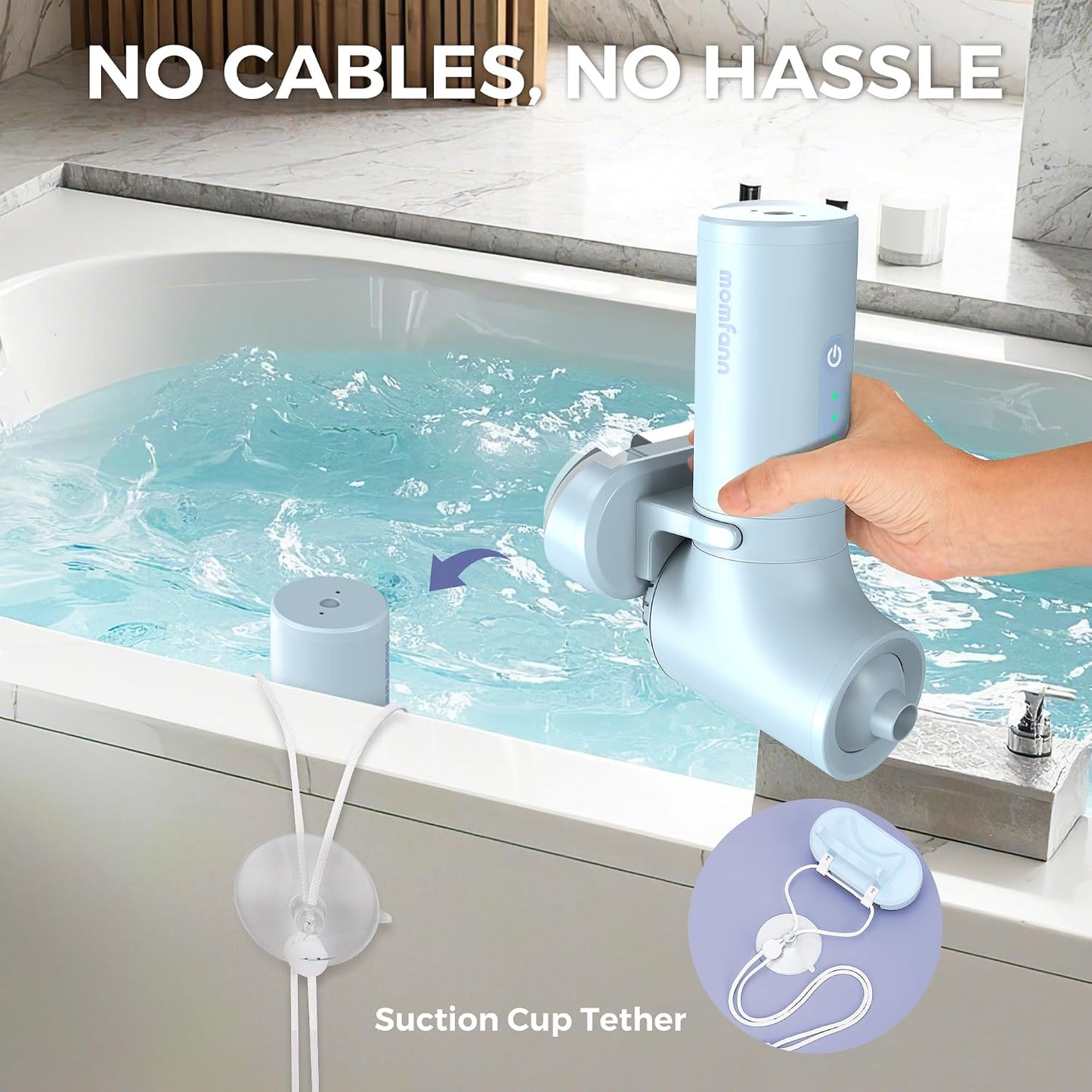 MOMFANN Bath Jets for Tub, Portable Jet Spa for Bathtub, Bubble/Jet Mode, 3-Level Adjustable, Idea Gift Bath Spa for Gifts for Women