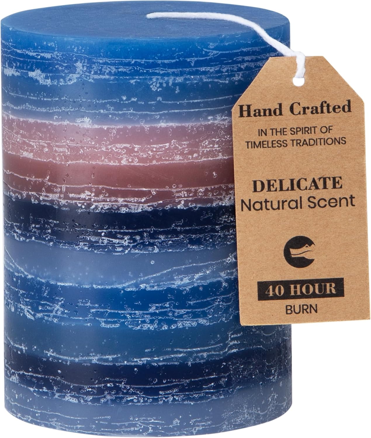 CraftyCrocodile Decorative Scented Pillar Candle - Handcrafted Navy Blue Candles with Cotton Wick, Smokeless for Spa, Aromatherapy, Home, Wedding - 40 Hour Burn Time - 3" W x 4" H